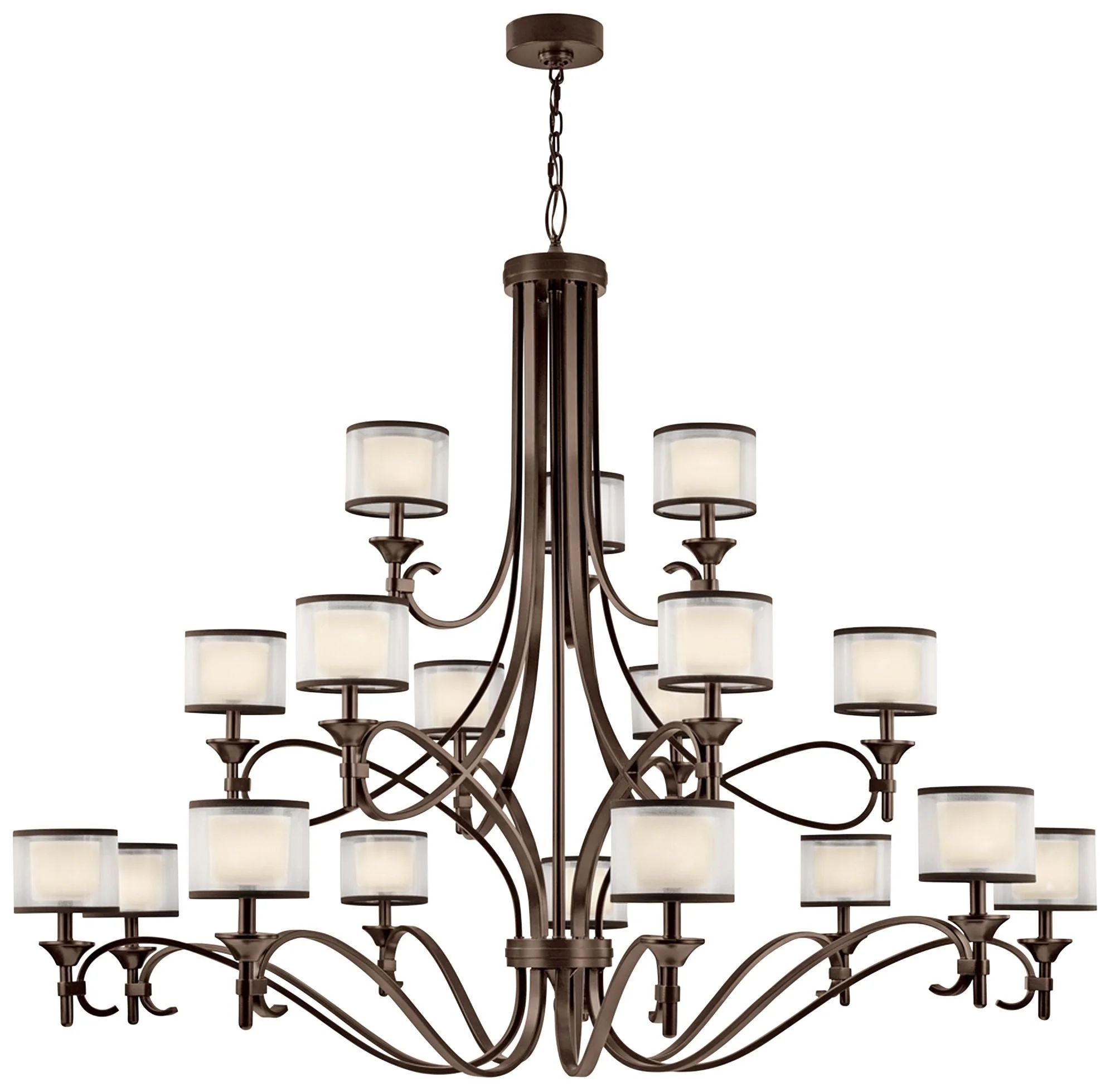 Lacey 62" Wide 3-Tier Mission Bronze 18 Light Shade Chandelier - Image 1