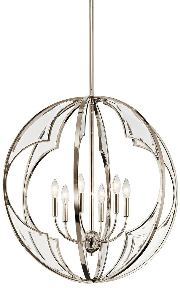 Montavello 26"W Polished Nickel 6-Light Chandelier - Image 2