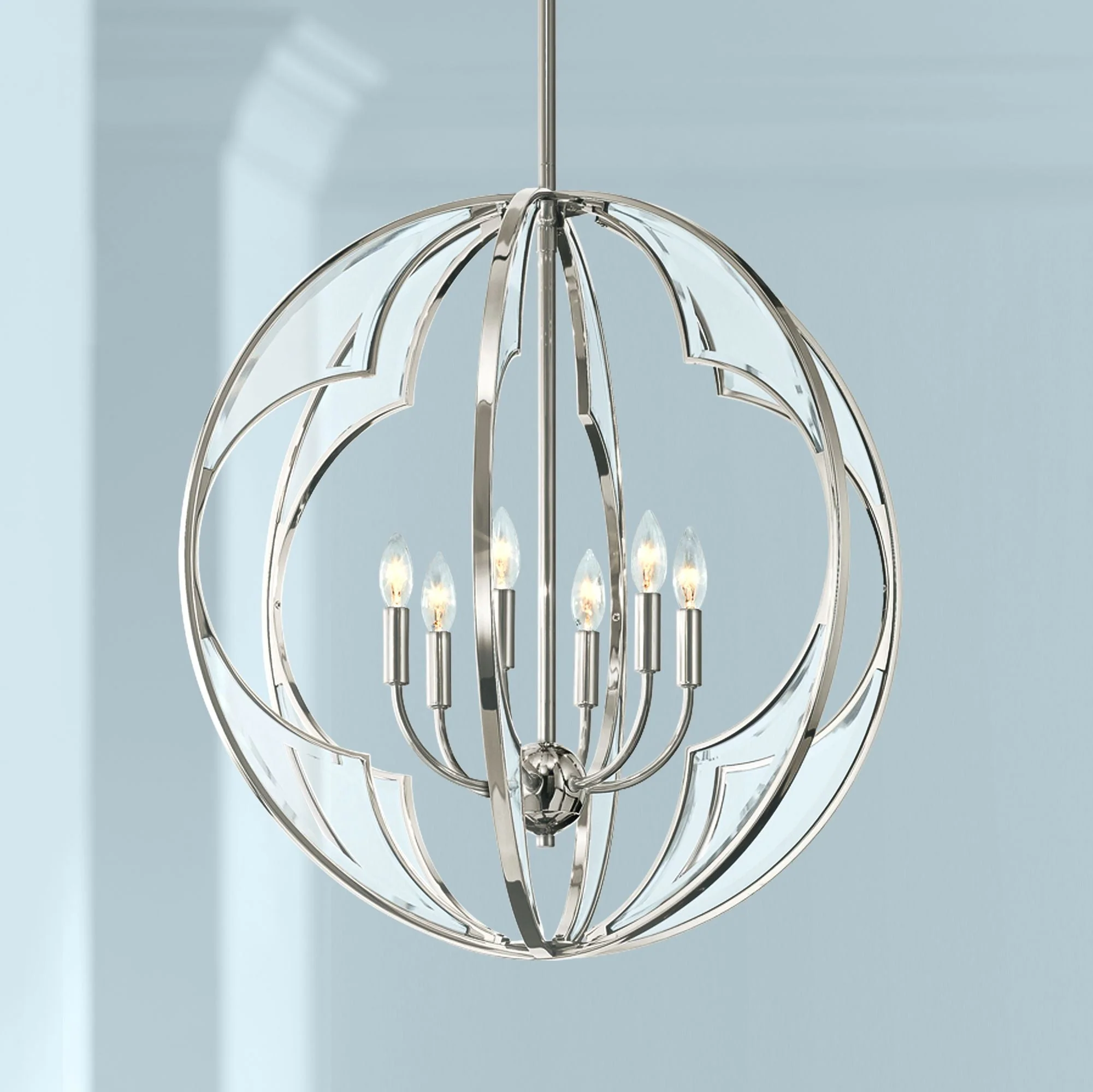 Montavello 26"W Polished Nickel 6-Light Chandelier - Image 1