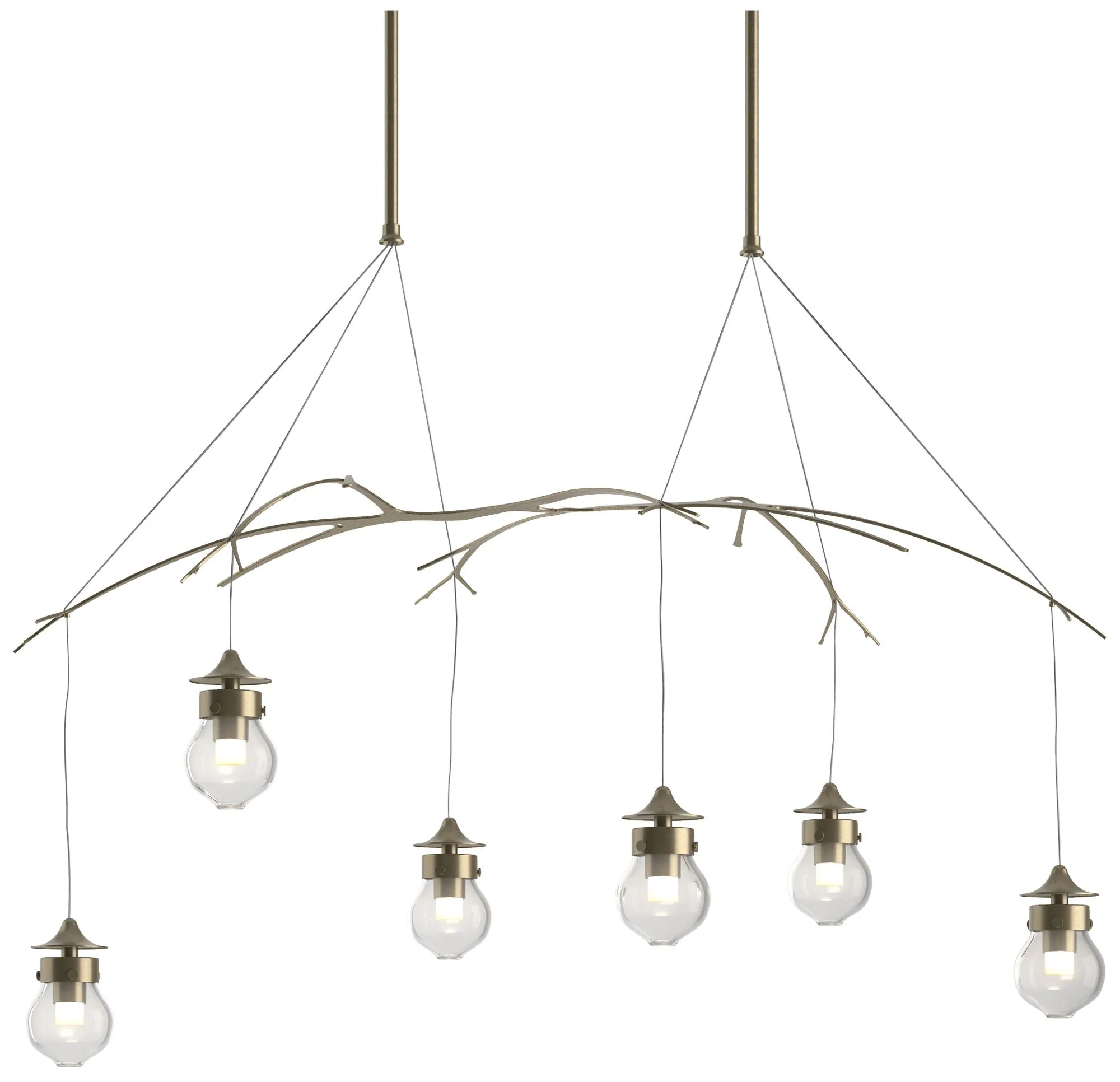 Kiwi 36.8" Wide Soft Gold Short Height Pendant With Clear Glass Shade - Image 1