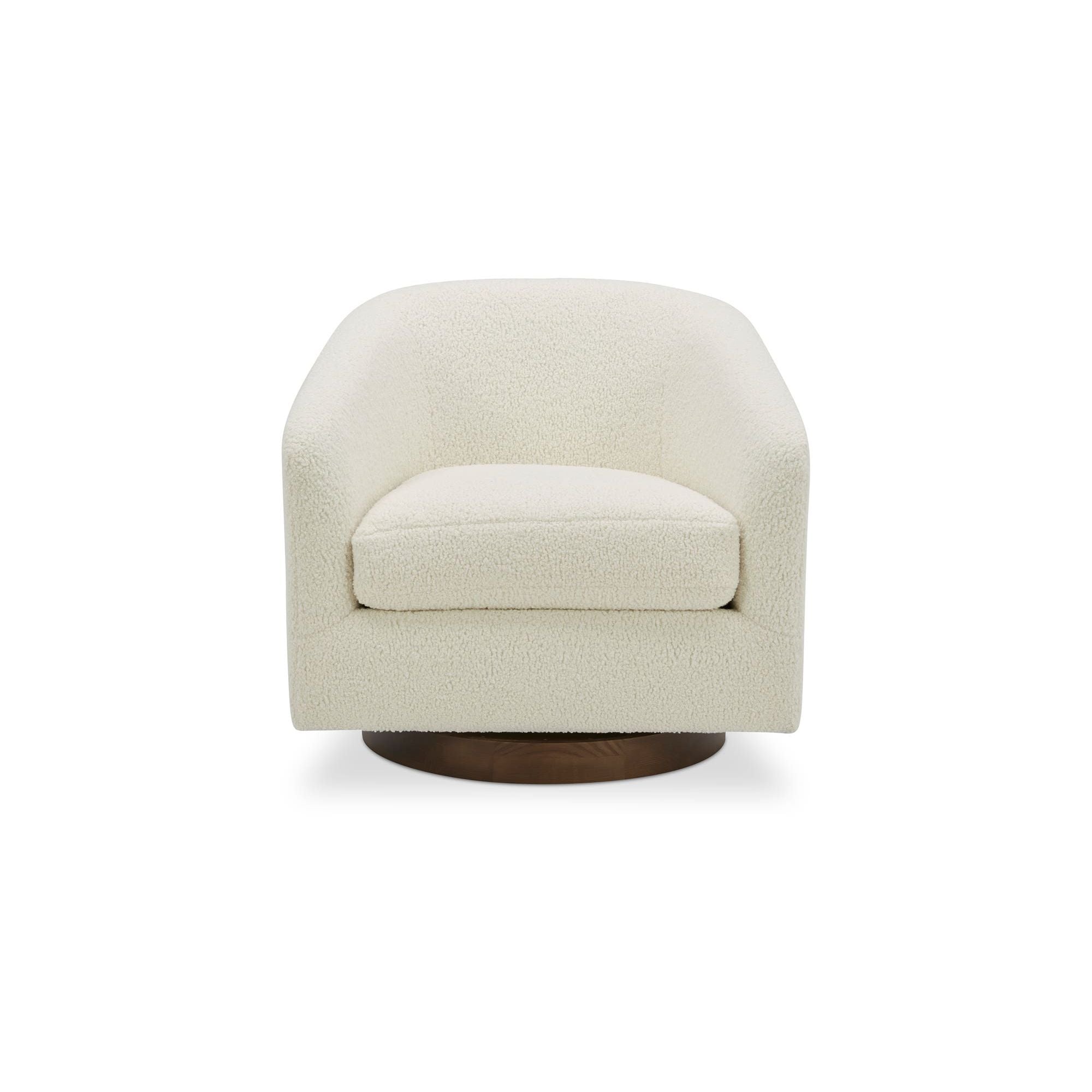 Moe's Home Collection Oscy White Faux Shearling Swivel Chair - Image 1