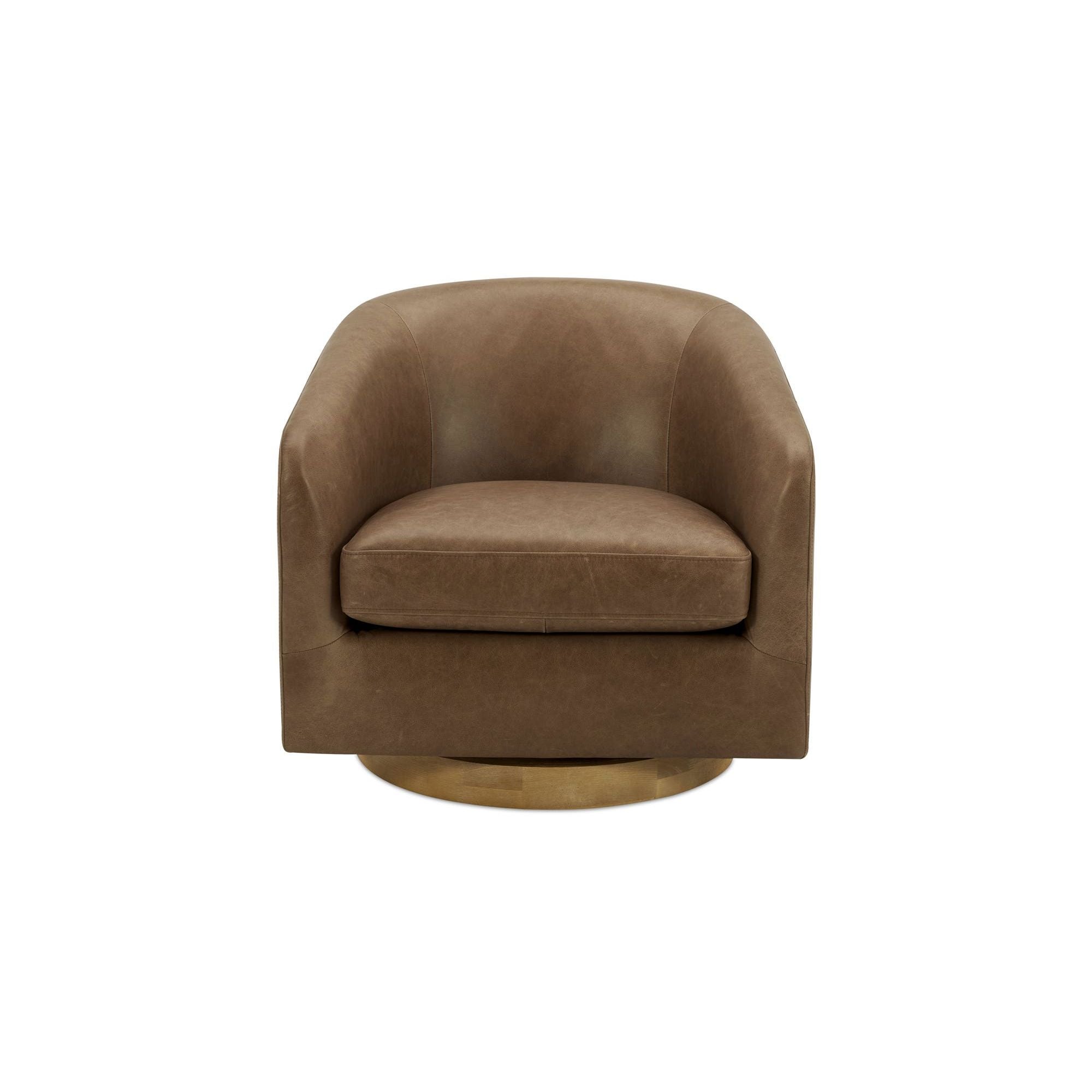 Moe's Home Collection Oscy Tan Leather Swivel Chair - Image 1