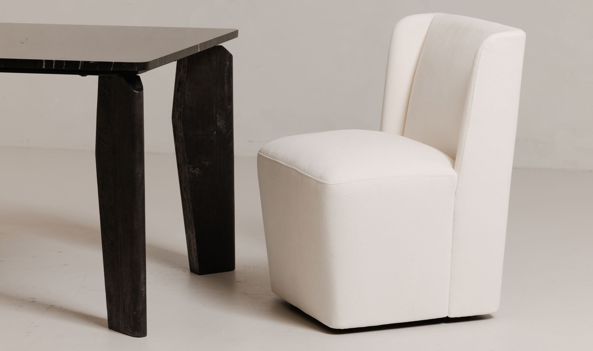 Moe's Home Cormac Rolling Dining Chair Cream - Image 3