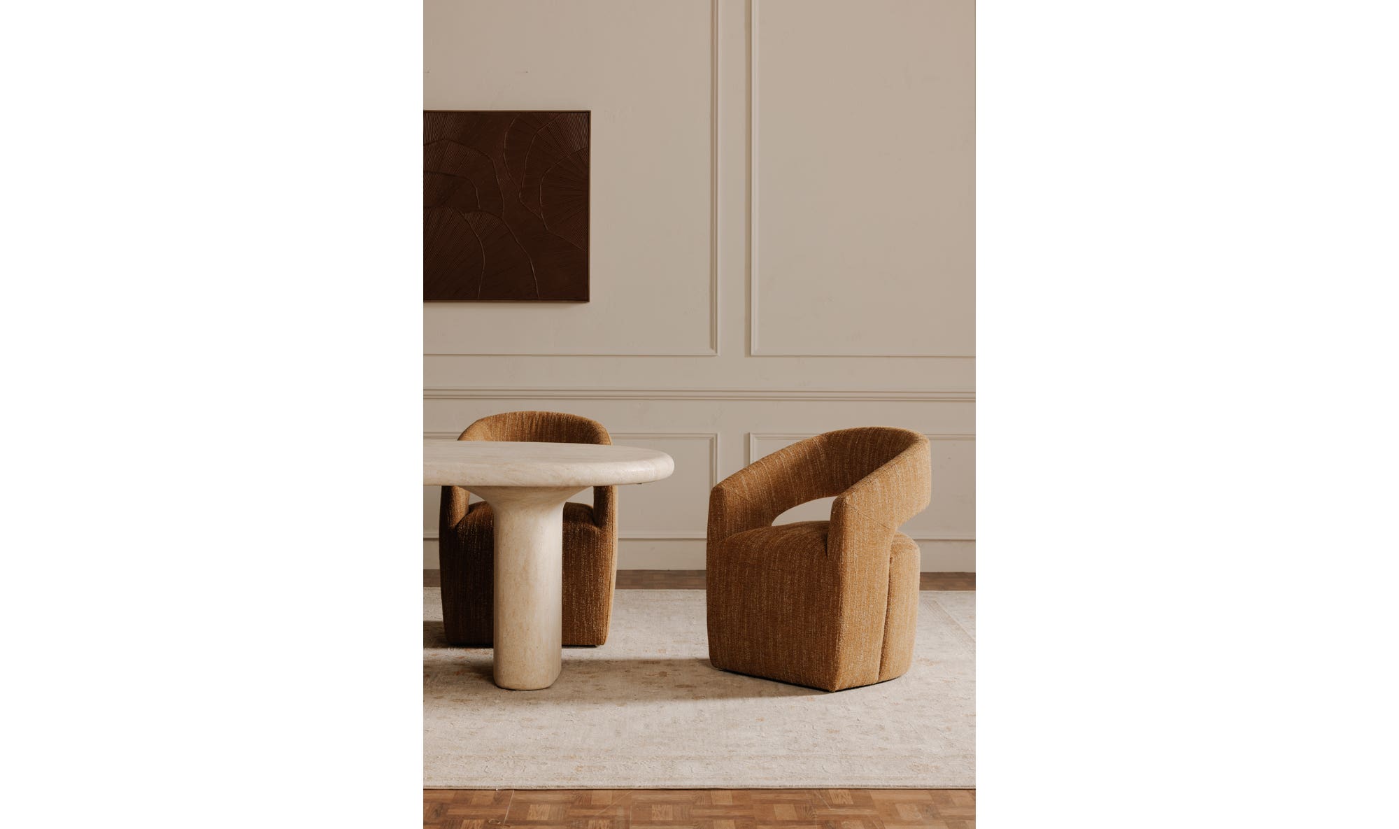 Moe's Home Barrow Rolling Dining Chair  Amber Glow - Image 3