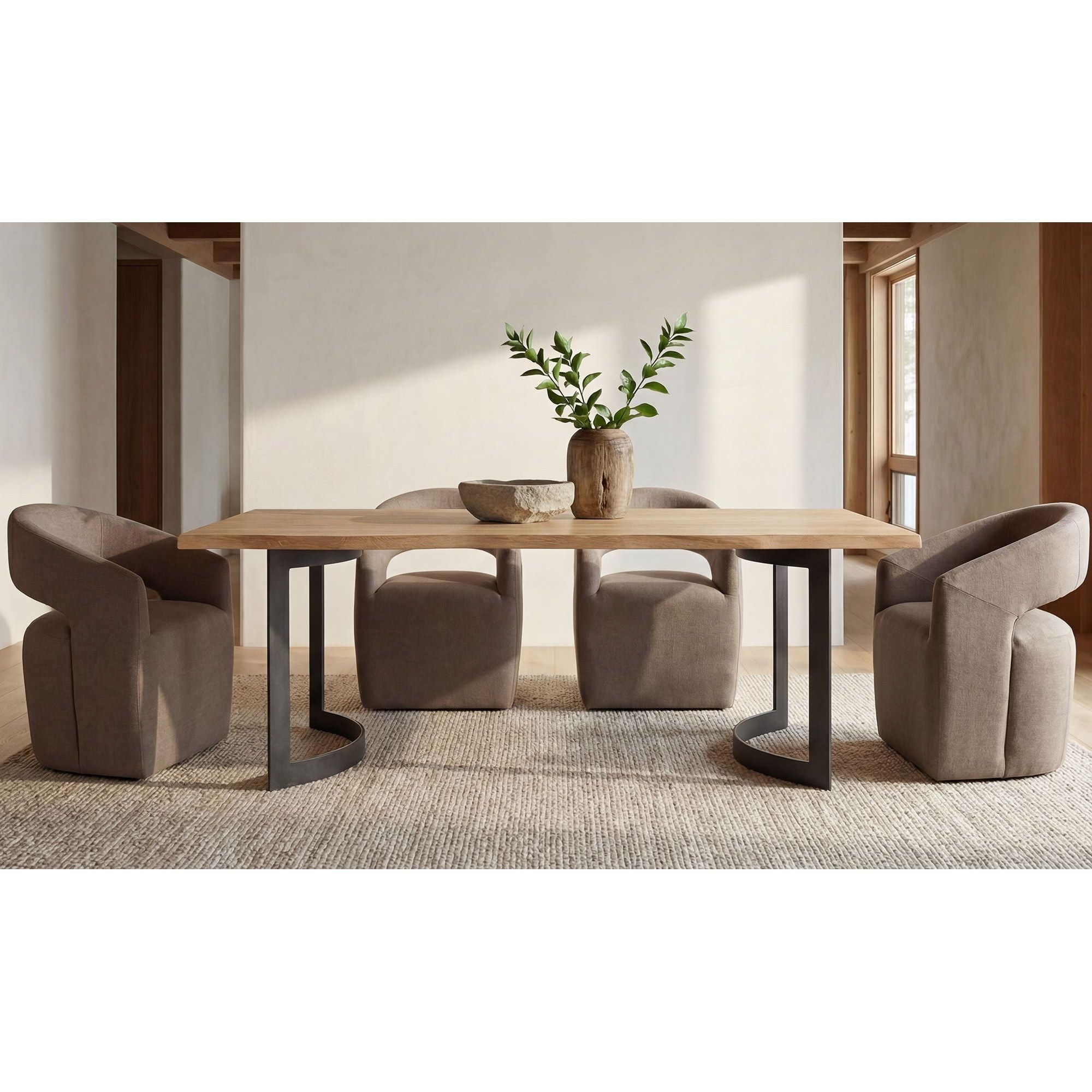 Moe's Home Barrow Rolling Dining Chair Soft Taupe - Image 2