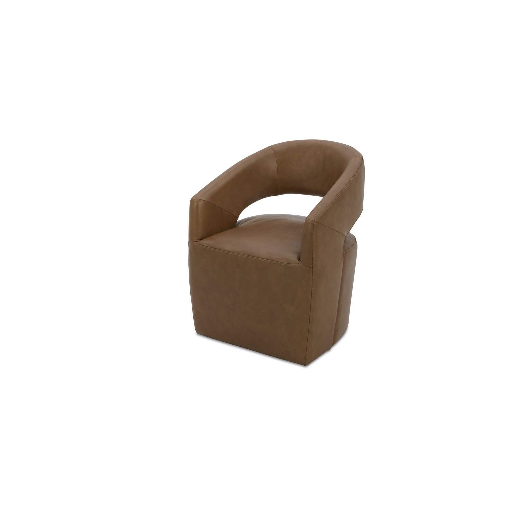 Moe's Home Barrow Rolling Dining Chair Tan Leather - Image 3