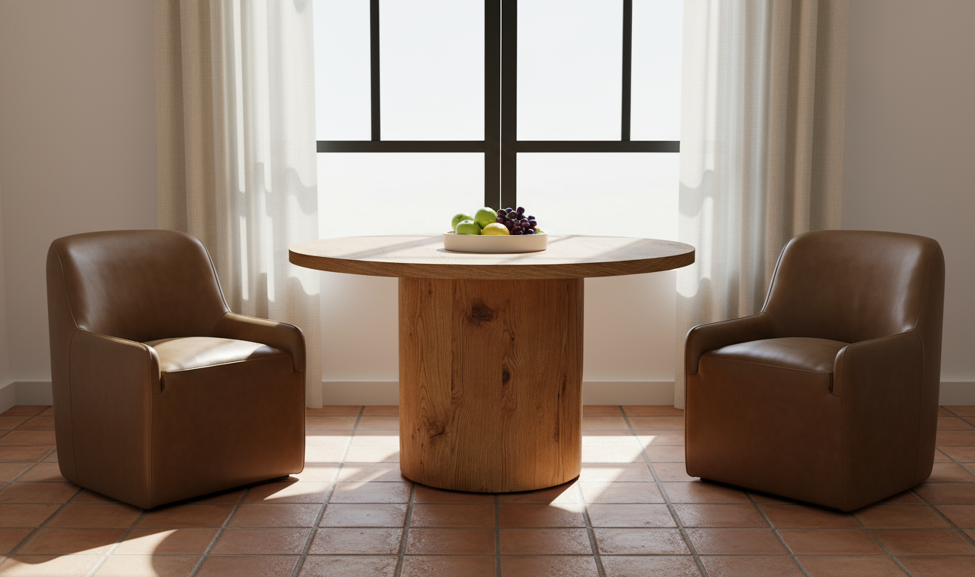 Moe's Home Maisie Rolling Dining Chair Tan Leather - Image 2