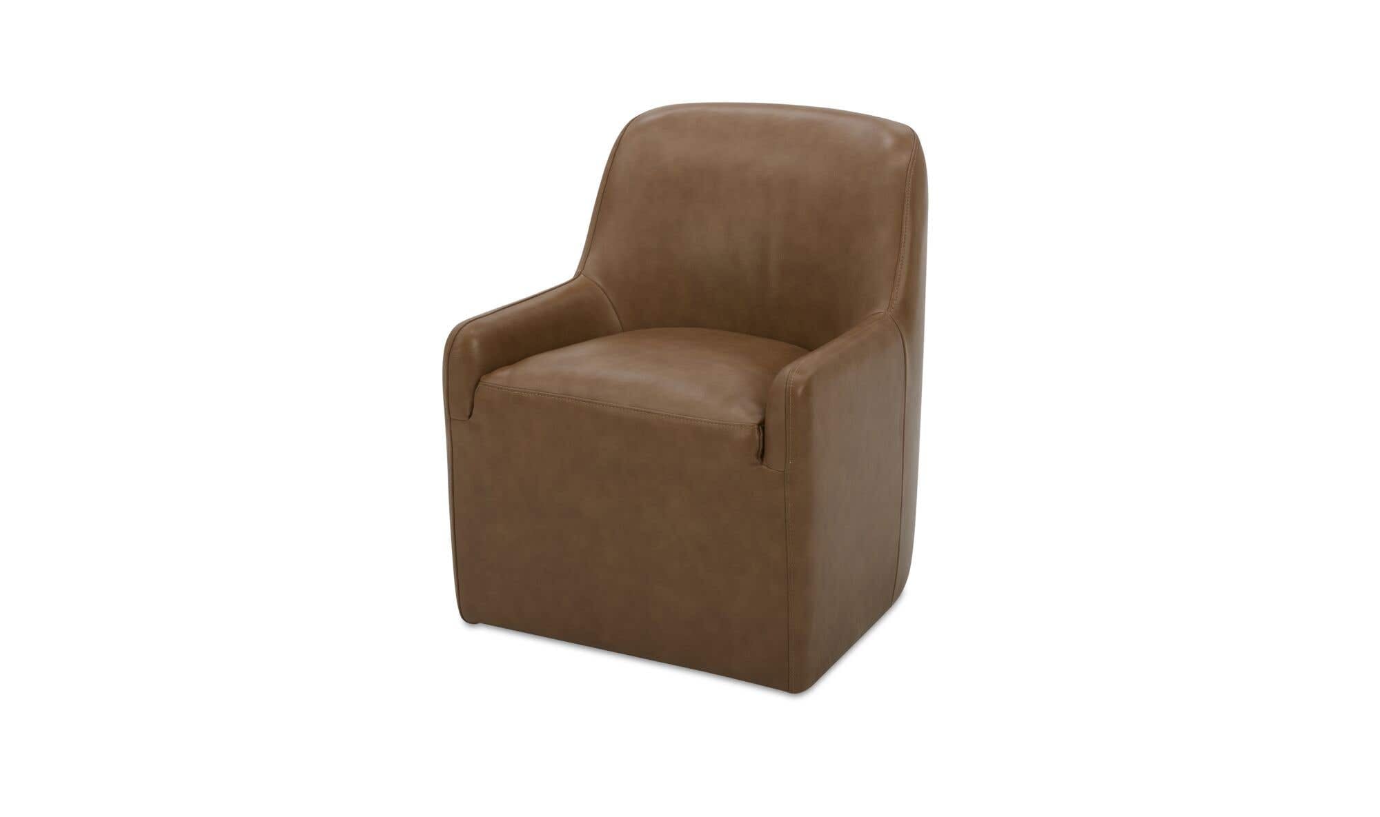 Moe's Home Maisie Rolling Dining Chair Tan Leather - Image 3