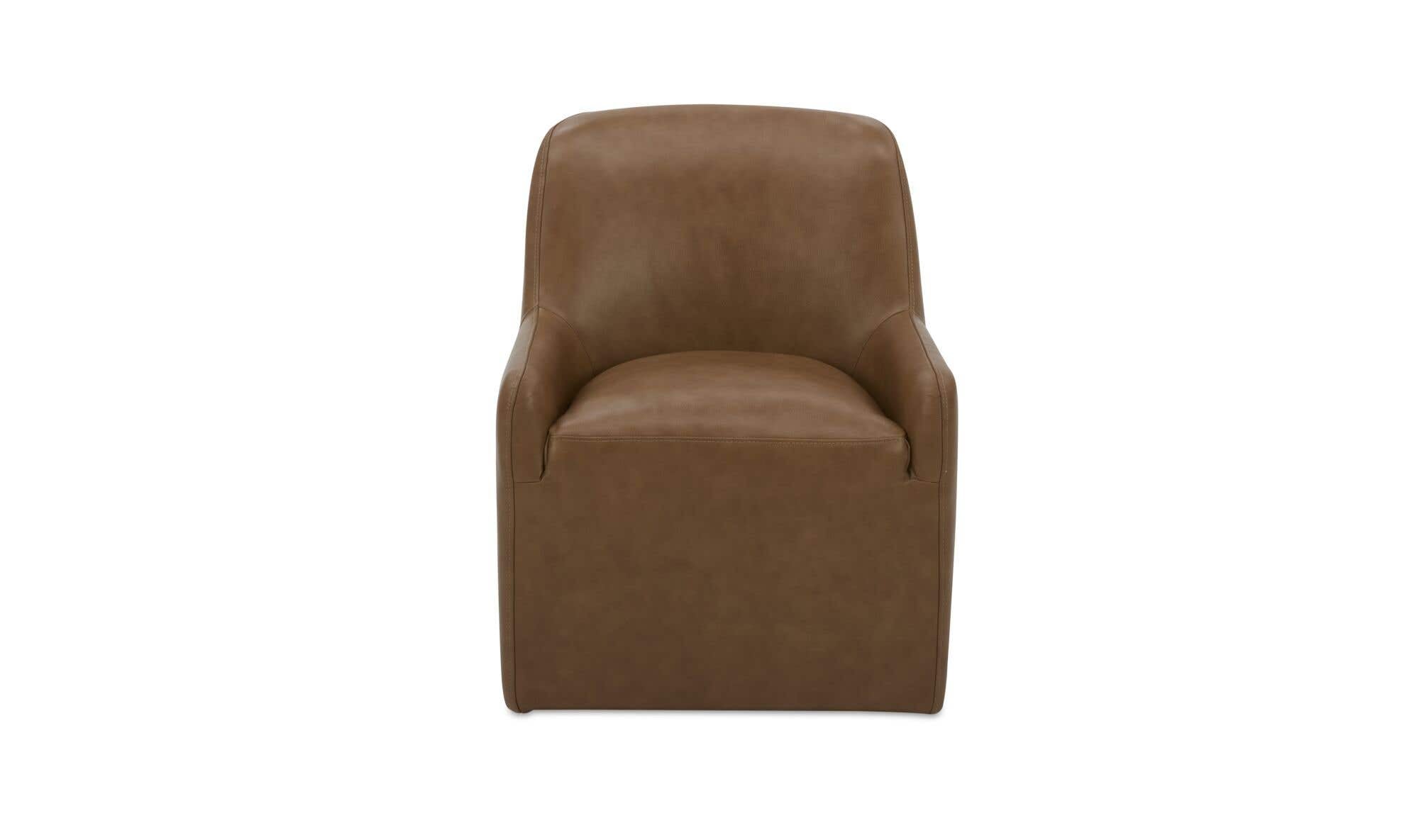 Moe's Home Maisie Rolling Dining Chair Tan Leather - Image 1