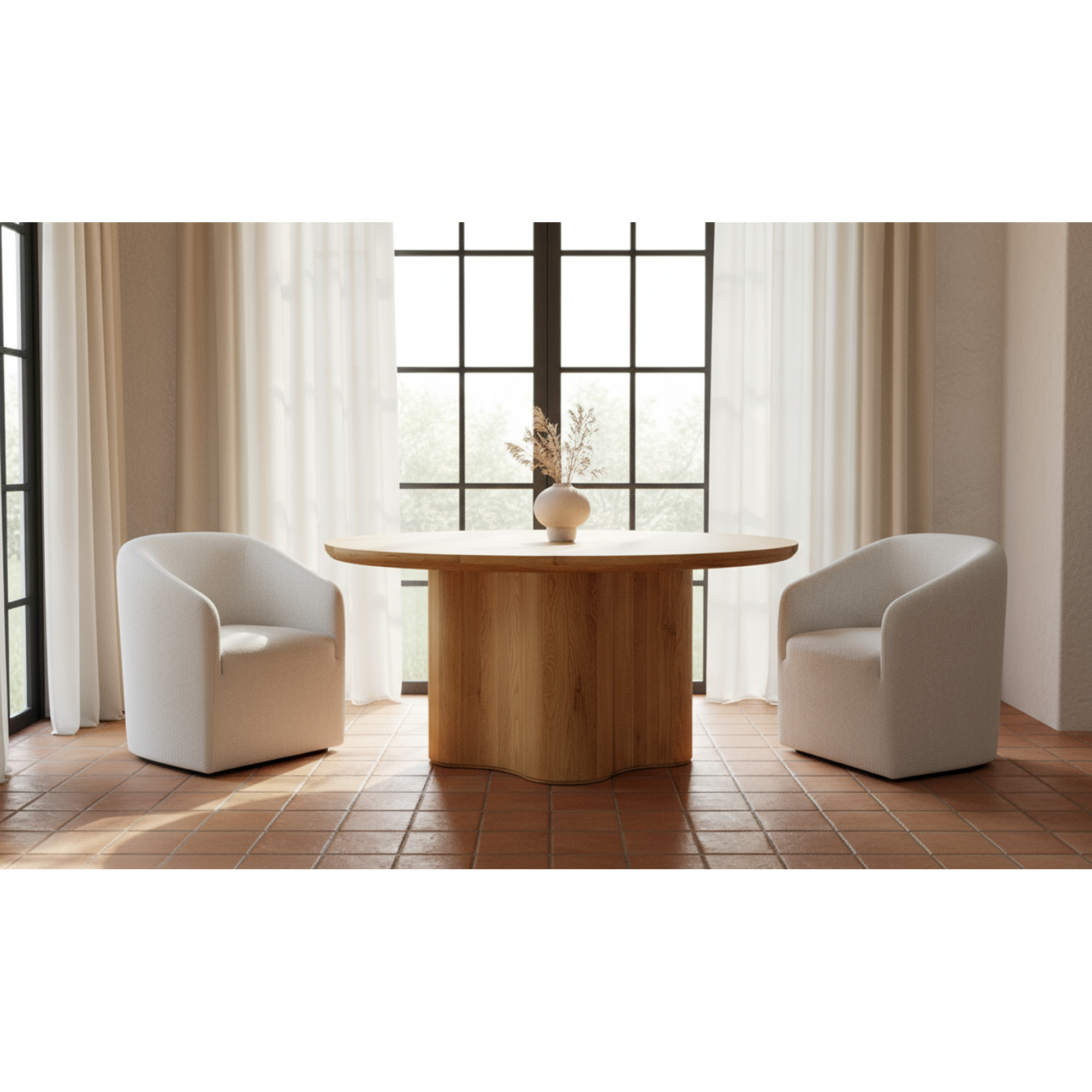 Moe's Home Sandy Rolling Dining Chair Off White - Image 2
