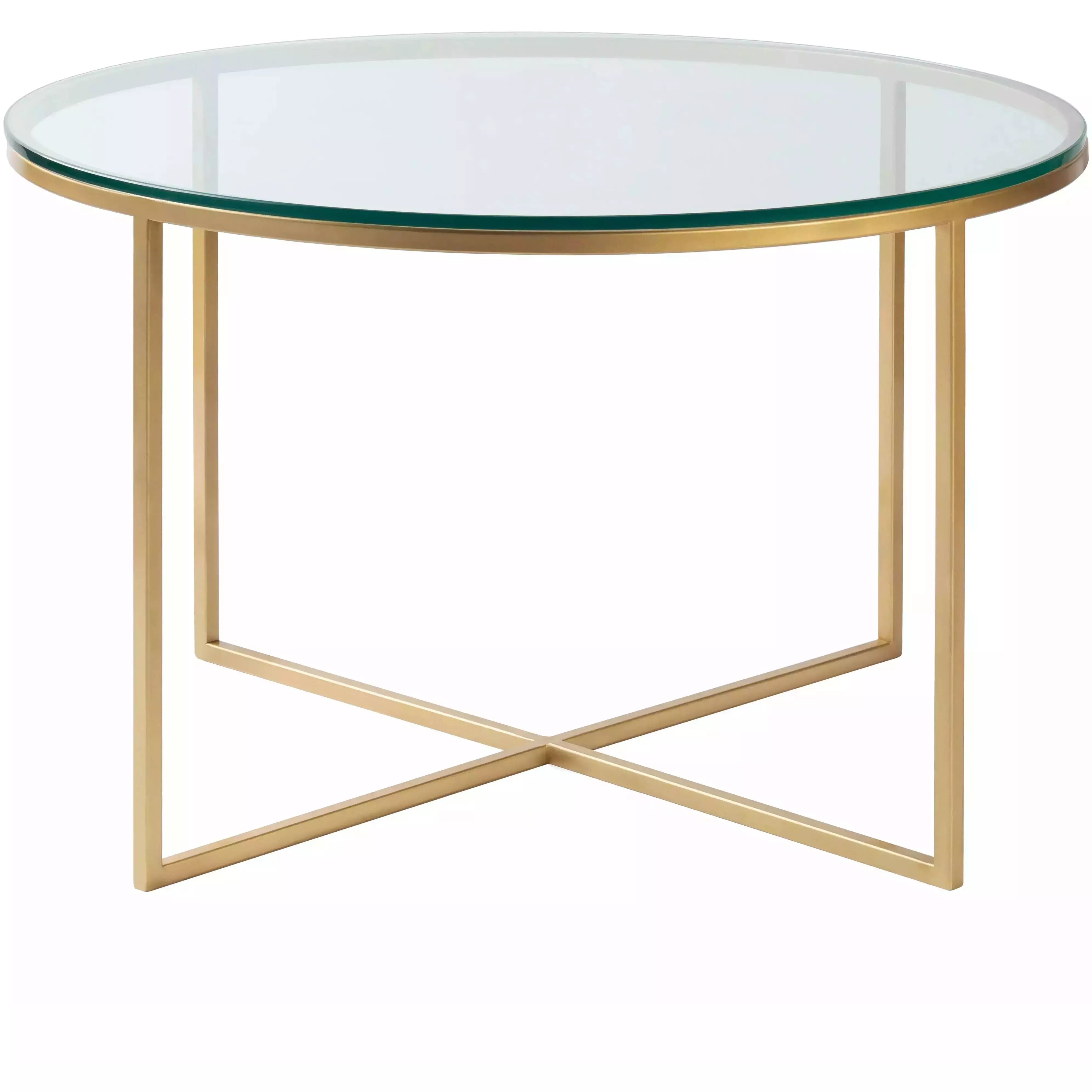 Surya Karen Modern Glass Top With Gold Metal Base Round Coffee Table KRE-001 - Image 3