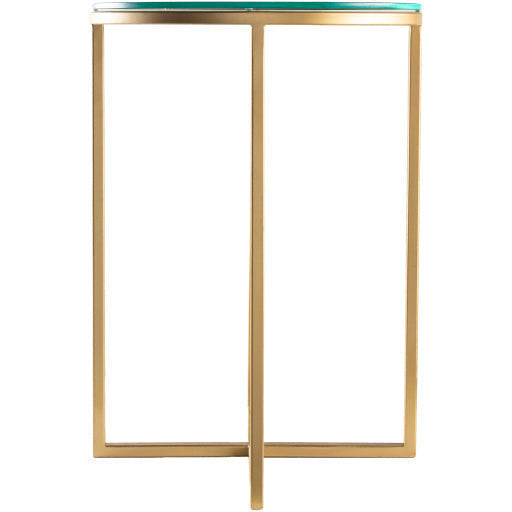 Surya Karen Modern Glass Top With Gold Metal Base Round Accent Side Table KRE-002 - Image 3