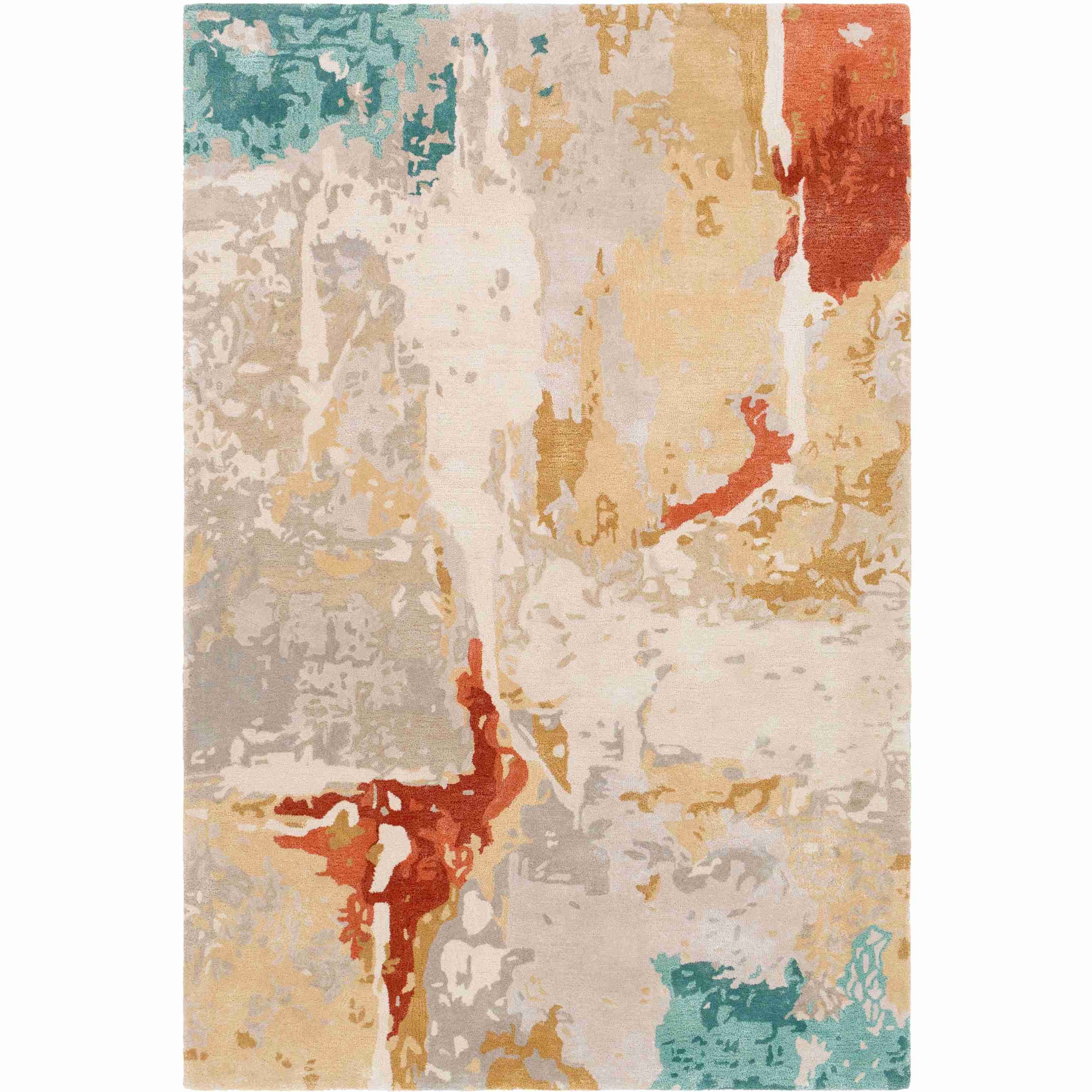 Surya Rugs Kavita Collection Brick Red, Coral, Seafoam Green, Gray & Mustard Area Rug KVT-2305 - Image 1