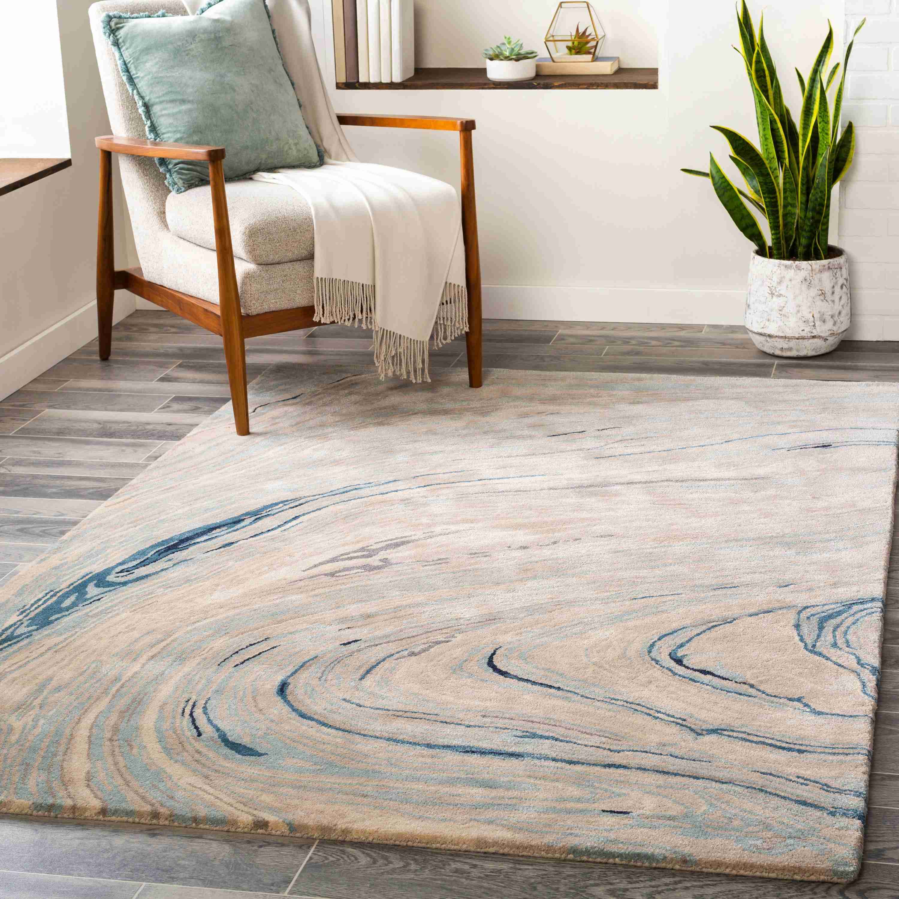 Surya Rugs Kavita Collection Gray, Oatmeal, Ink Blue, Deep Teal & Ice Blue Area Rug KVT-2308 - Image 2