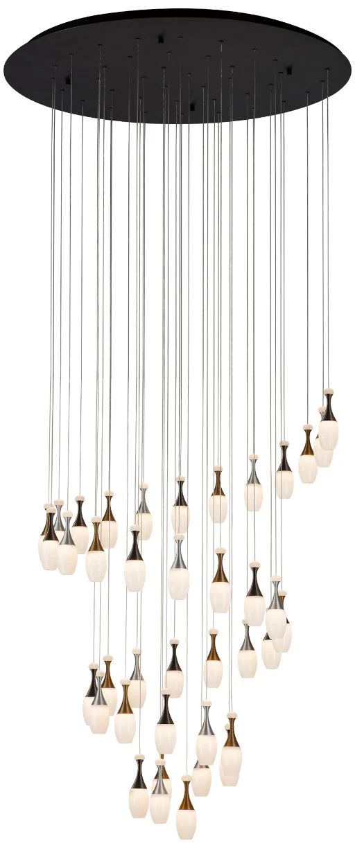 La Botella 41.3" Deep Taupe/Brushed Aluminum/Brushed Gold Chandelier - Image 1