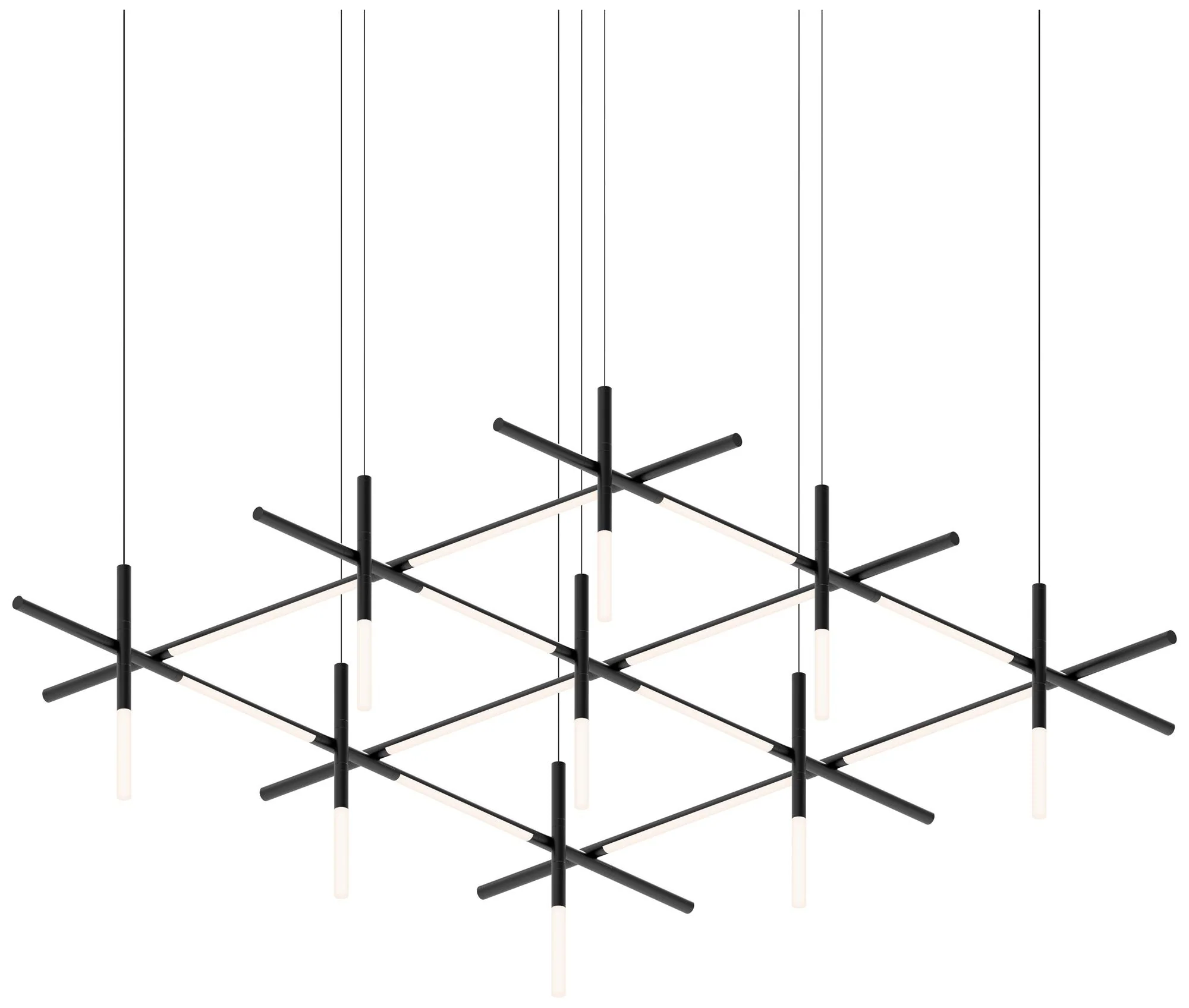 Labyrinth 74.25" Satin Black Square Chandelier - Image 1
