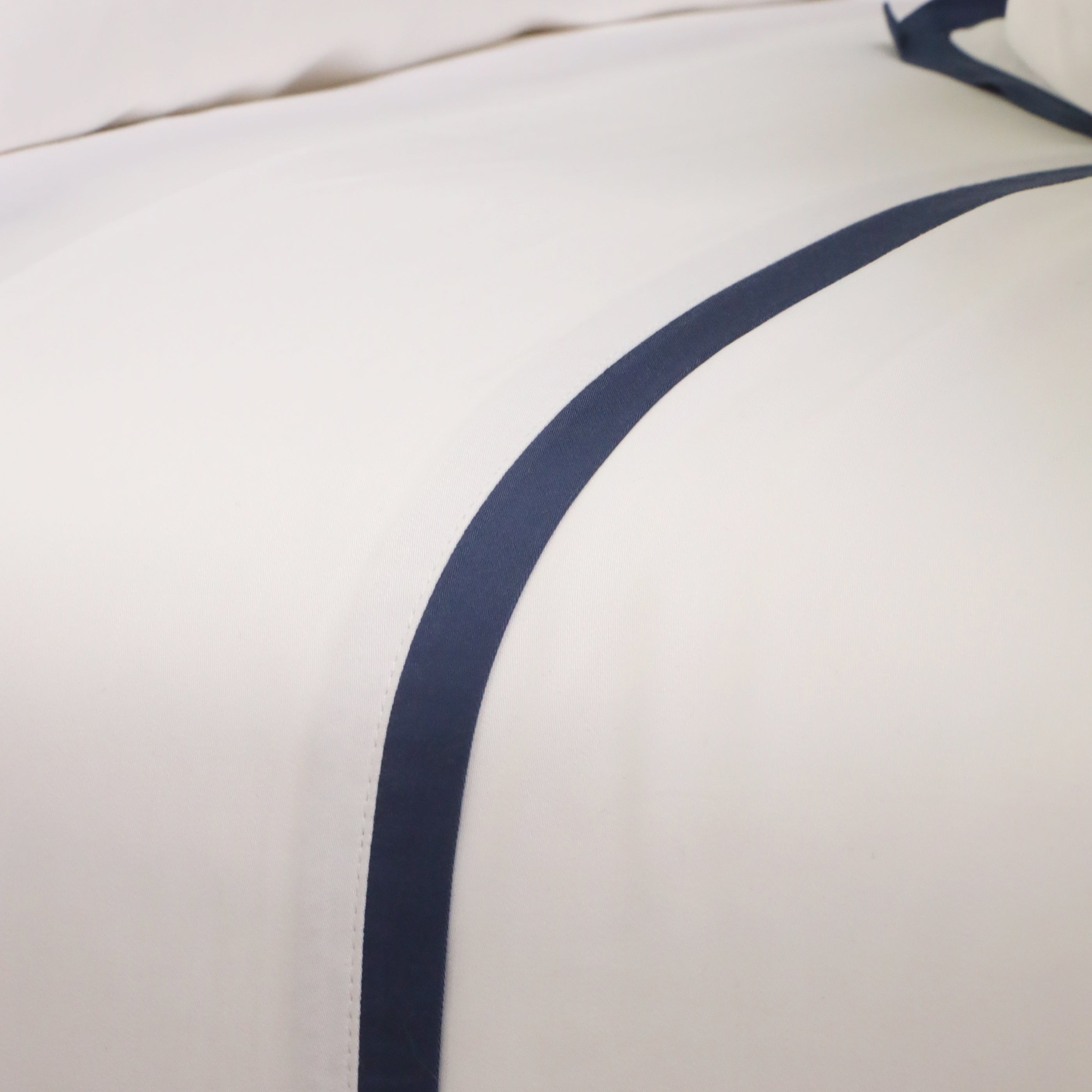 Pom Pom at Home Langston Bamboo Sateen Duvet Cover Set ~ Navy Flange ~ Available in Twin, Queen and King Sizes - Image 3