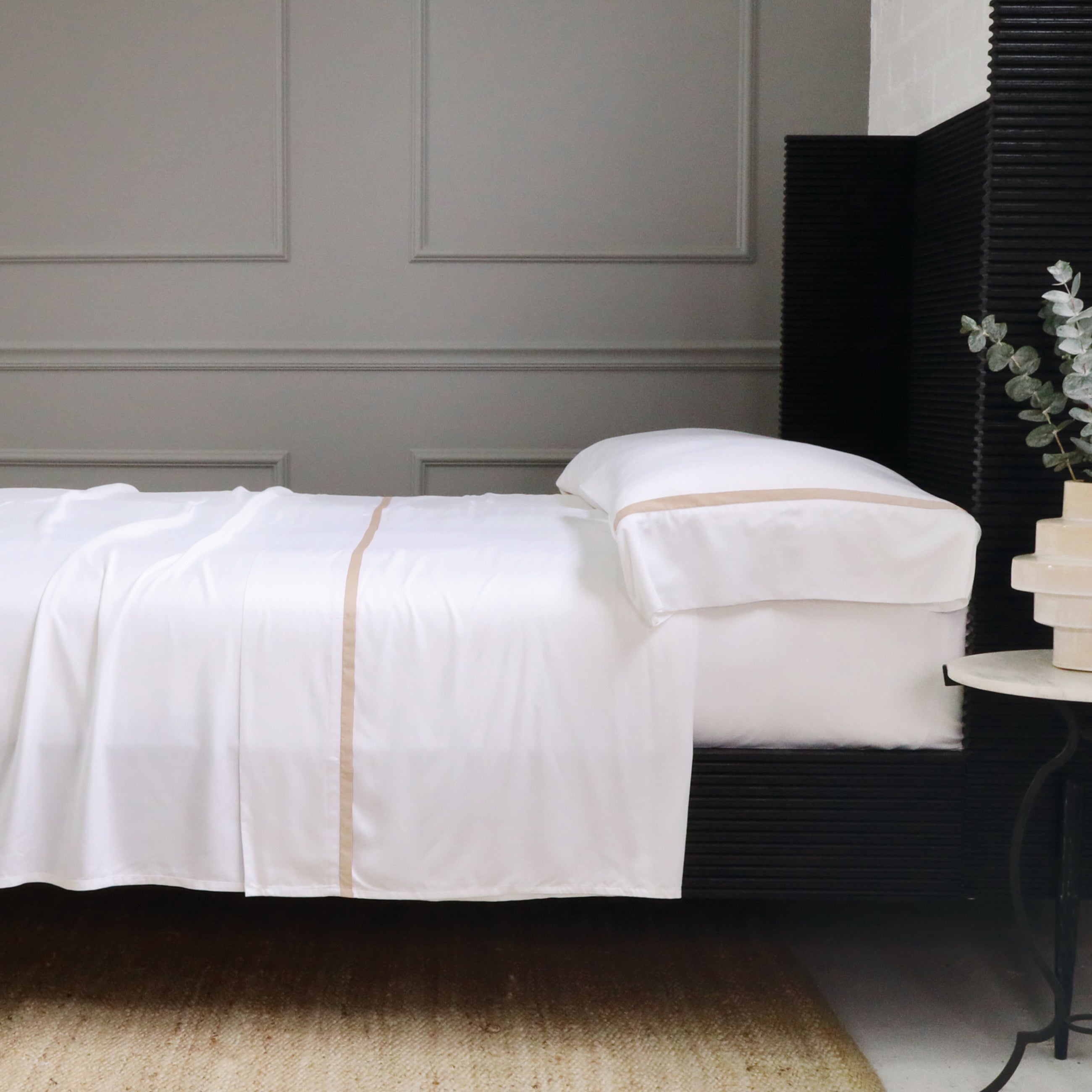 Pom Pom at Home Langston Bamboo Sateen Sheet Set ~ Sand Flange ~ Available in Twin, Queen and King Sizes - Image 1