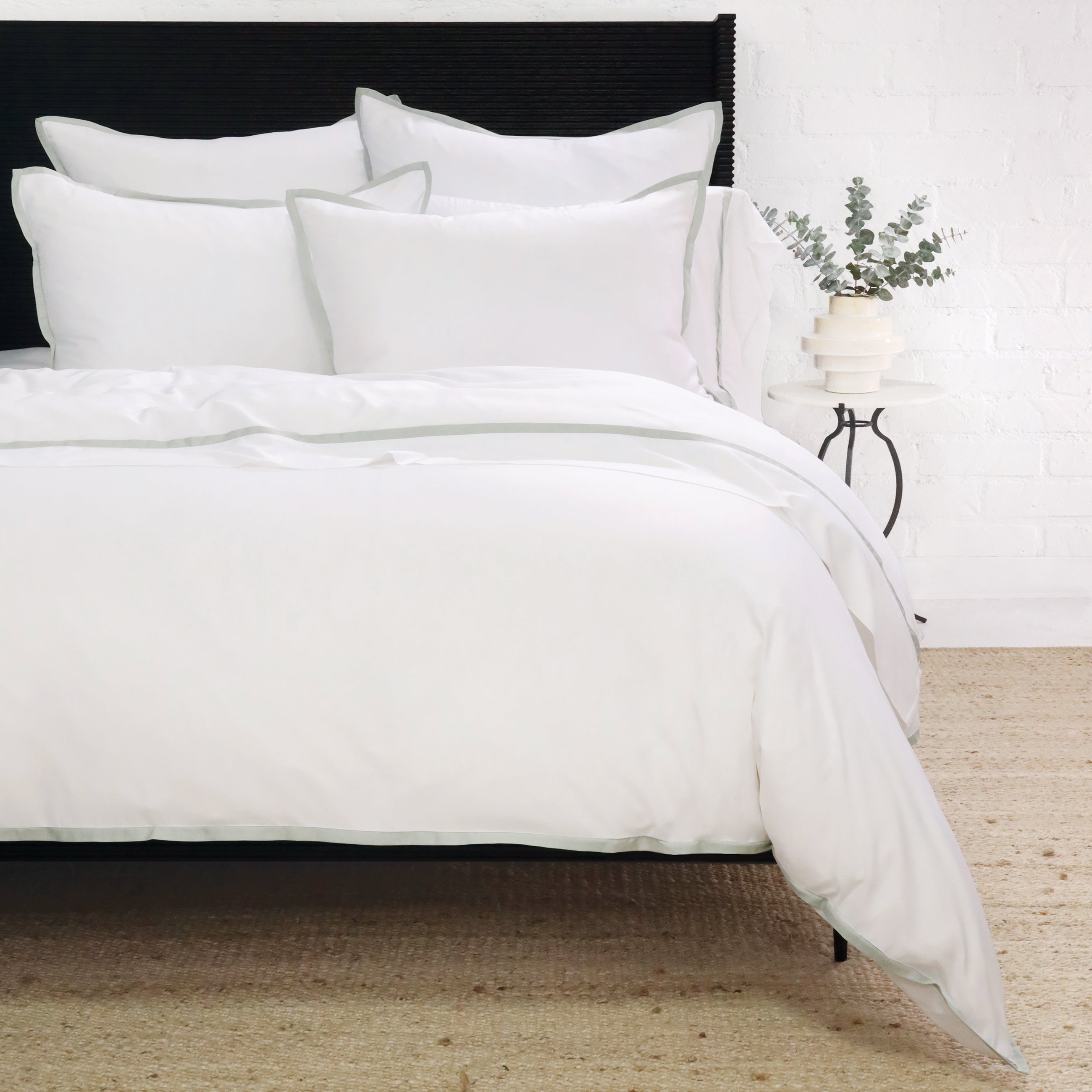 Pom Pom at Home Langston Bamboo Sateen Duvet Cover Set ~ Sea Glass Flange ~ Available in Twin, Queen and King Sizes - Image 1