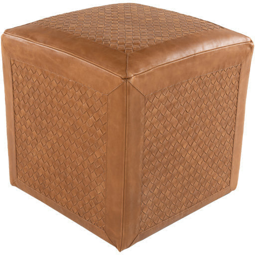 Surya Lawdon Modern Rustic Brown Leather Ottoman LAPF-001 - Image 2
