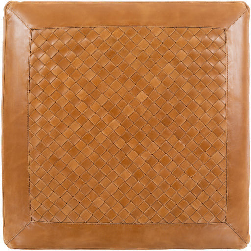 Surya Lawdon Modern Rustic Brown Leather Ottoman LAPF-001 - Image 3