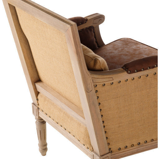 Surya Lichfield Modern Faux Brown Leather Accent Chair - Image 3