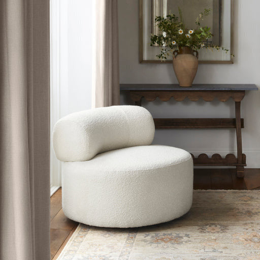 Surya Clermont Modern Cream Boucle Swivel Chair - Image 1