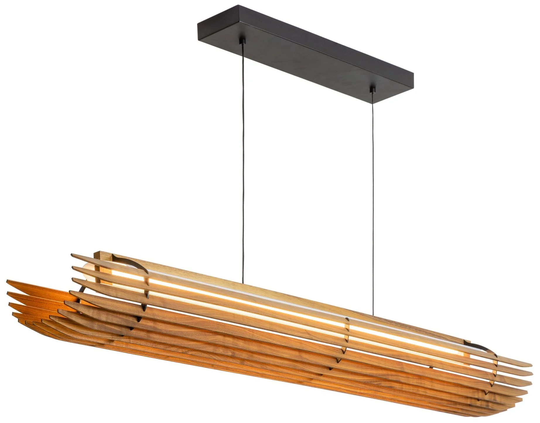 Lex 56" Wide Black Metal Accented Walnut 3000K P1 Driver LED Linear Pe - Image 1