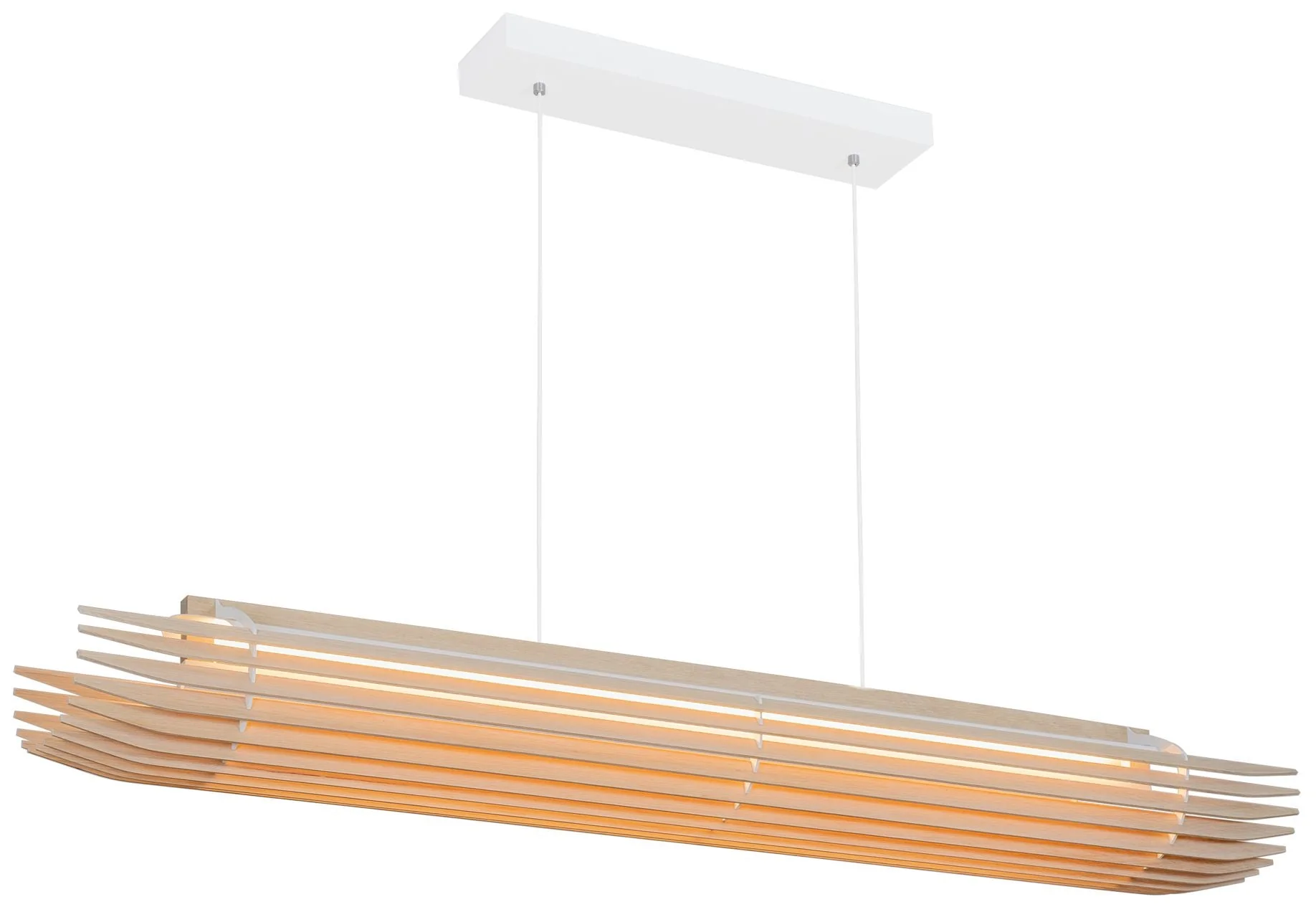 Lex 56" Wide White Accented White Oak 2700K P1 Driver LED Linear Penda - Image 1