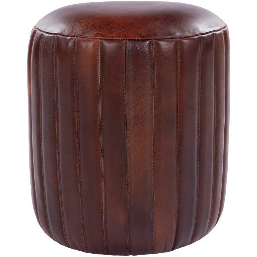 Surya Langdon Modern Rustic Brown Leather Ottoman LGPF-001 - Image 2