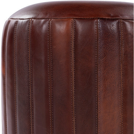 Surya Langdon Modern Rustic Brown Leather Ottoman LGPF-001 - Image 3