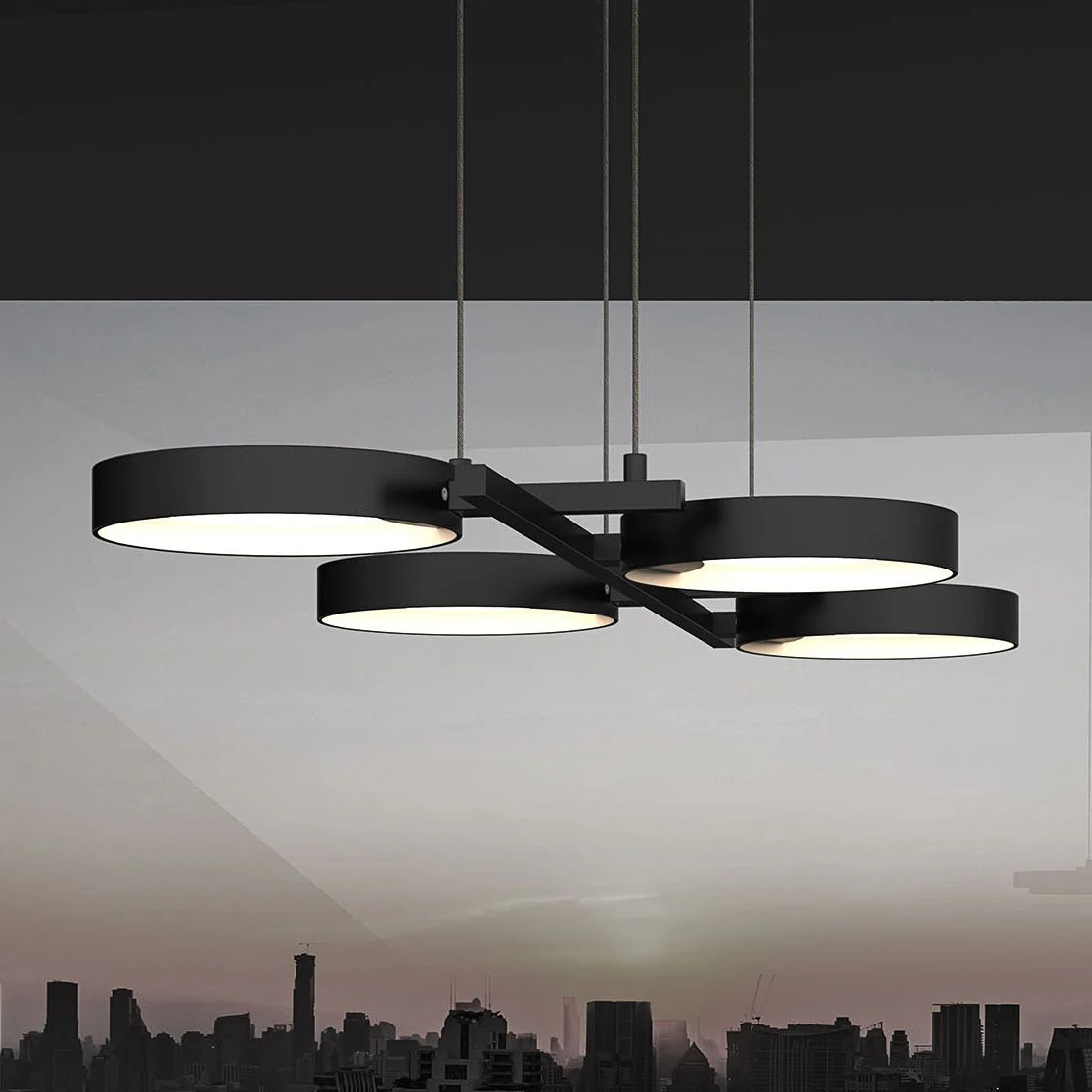 Light Guide 37.5" Wide 4.Light Satin Black Ring LED Pendant - Image 2