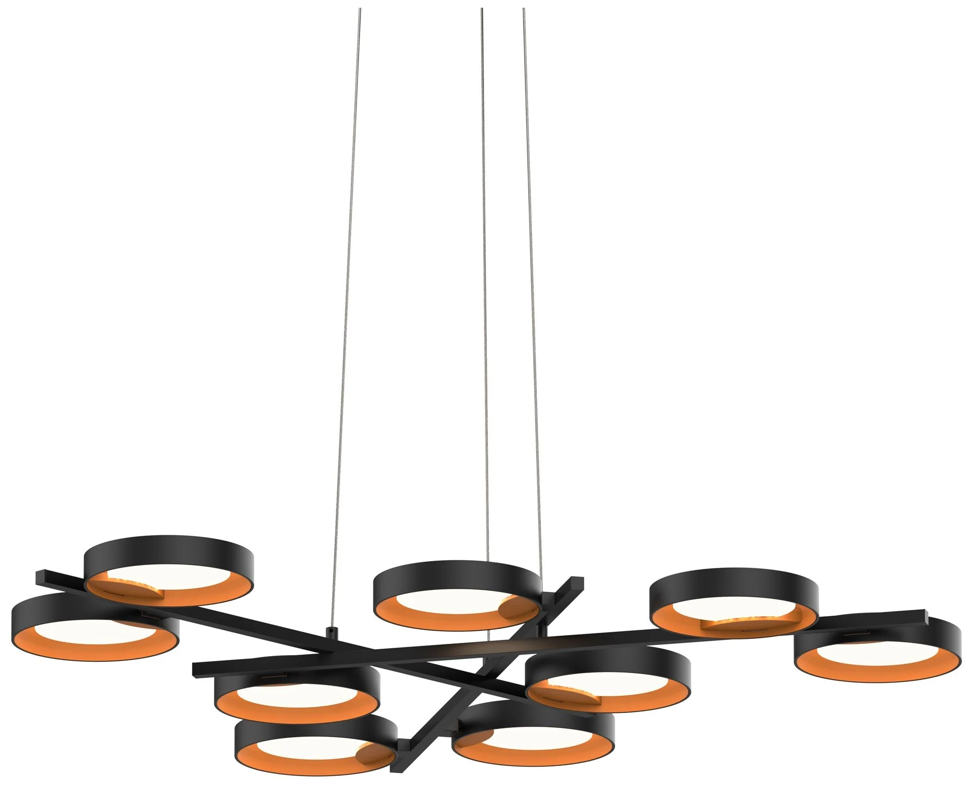 Light Guide 48.25" Wide 9.Light Satin Black Ring LED Pendant - Image 1