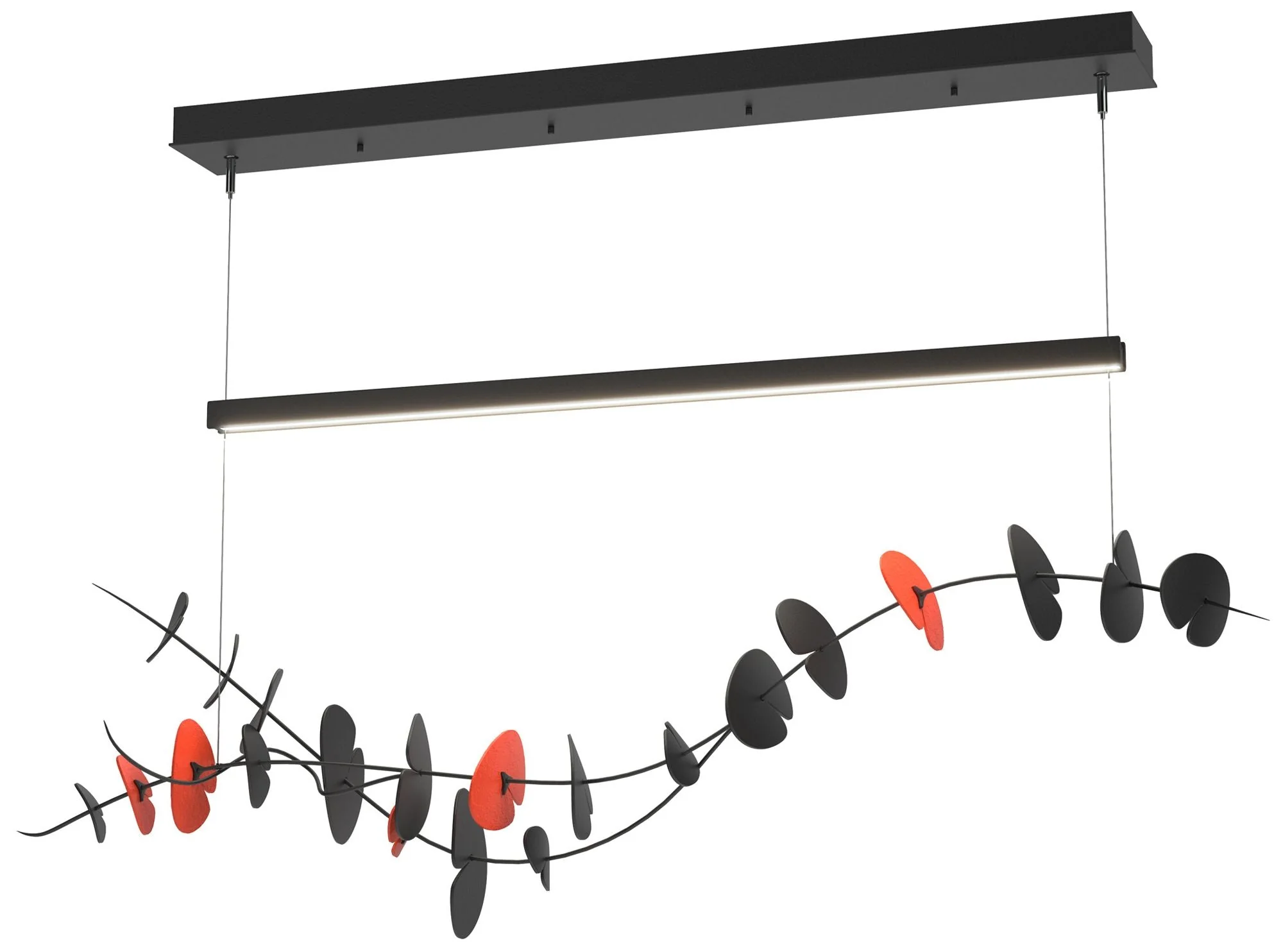 Lily LED Pendant - Black - Satin Red - Image 1