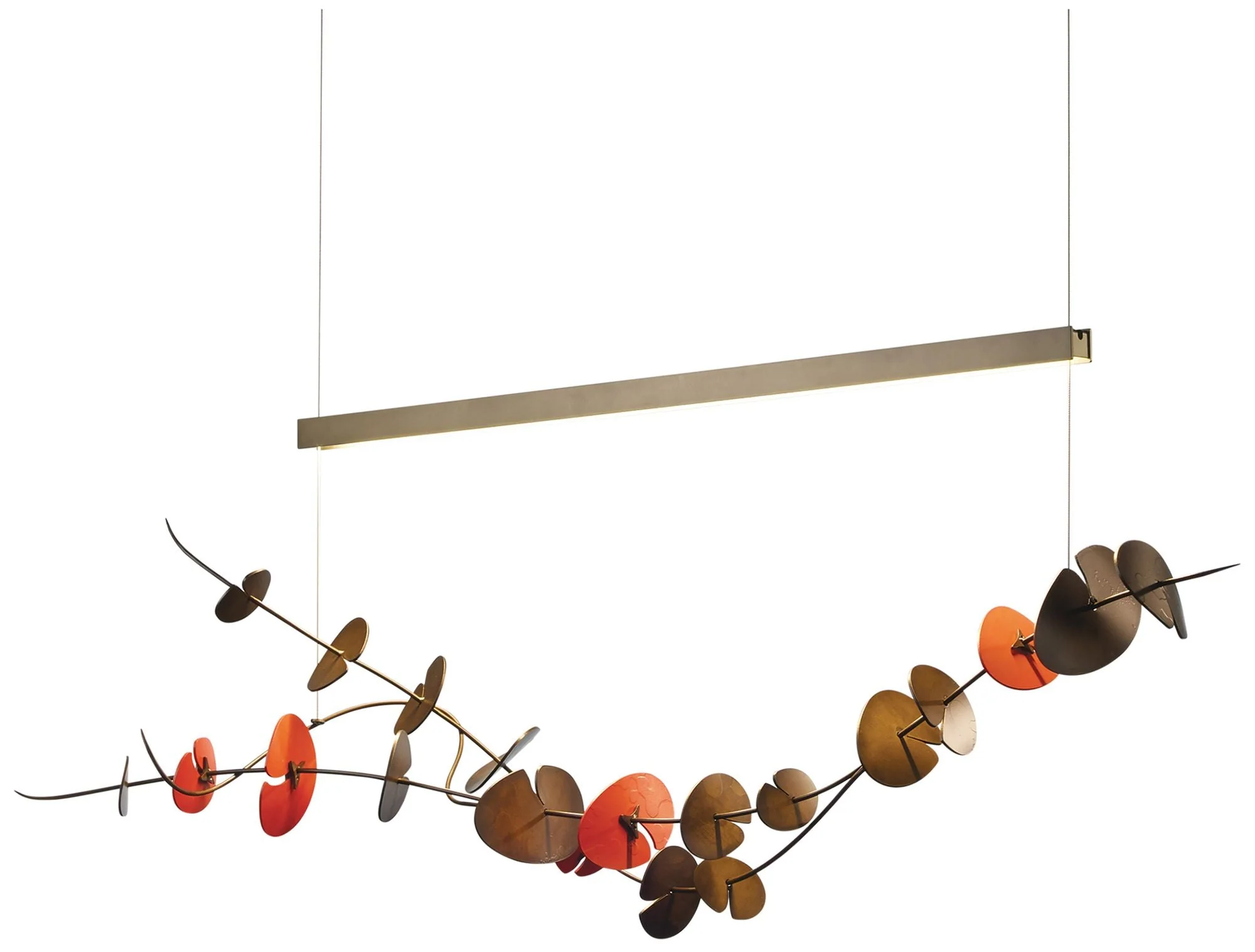 Lily LED Pendant - Dark Smoke Finish - Satin Red Accents - Standard Height - Image 1