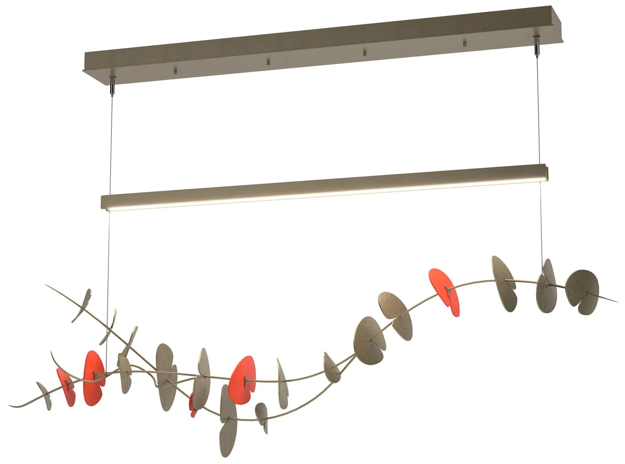 Lily LED Pendant - Gold - Satin Red - Image 1