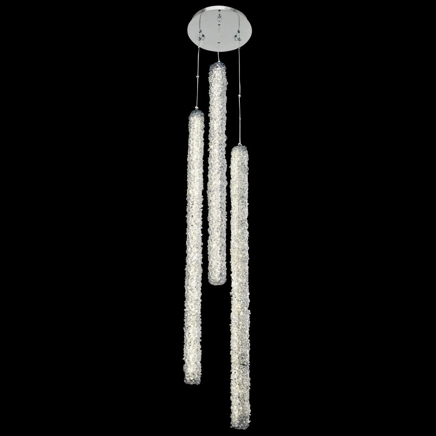 Lina 12" Wide Chrome LED 3-Column Foyer Mini Foyer Pendant - Image 1