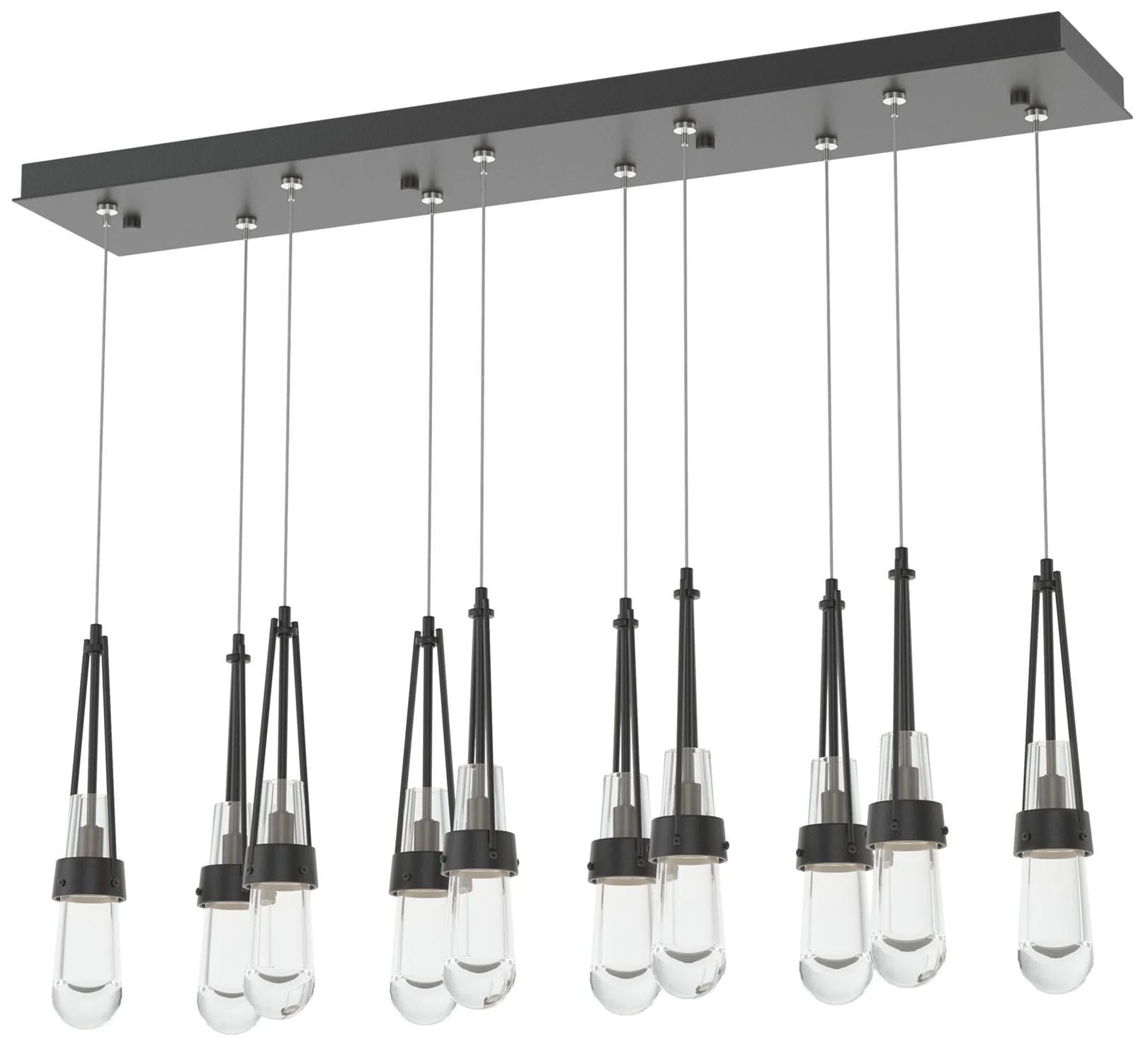 Link 10-Light Clear Rectangular Pendant - Black - Clear - Image 1