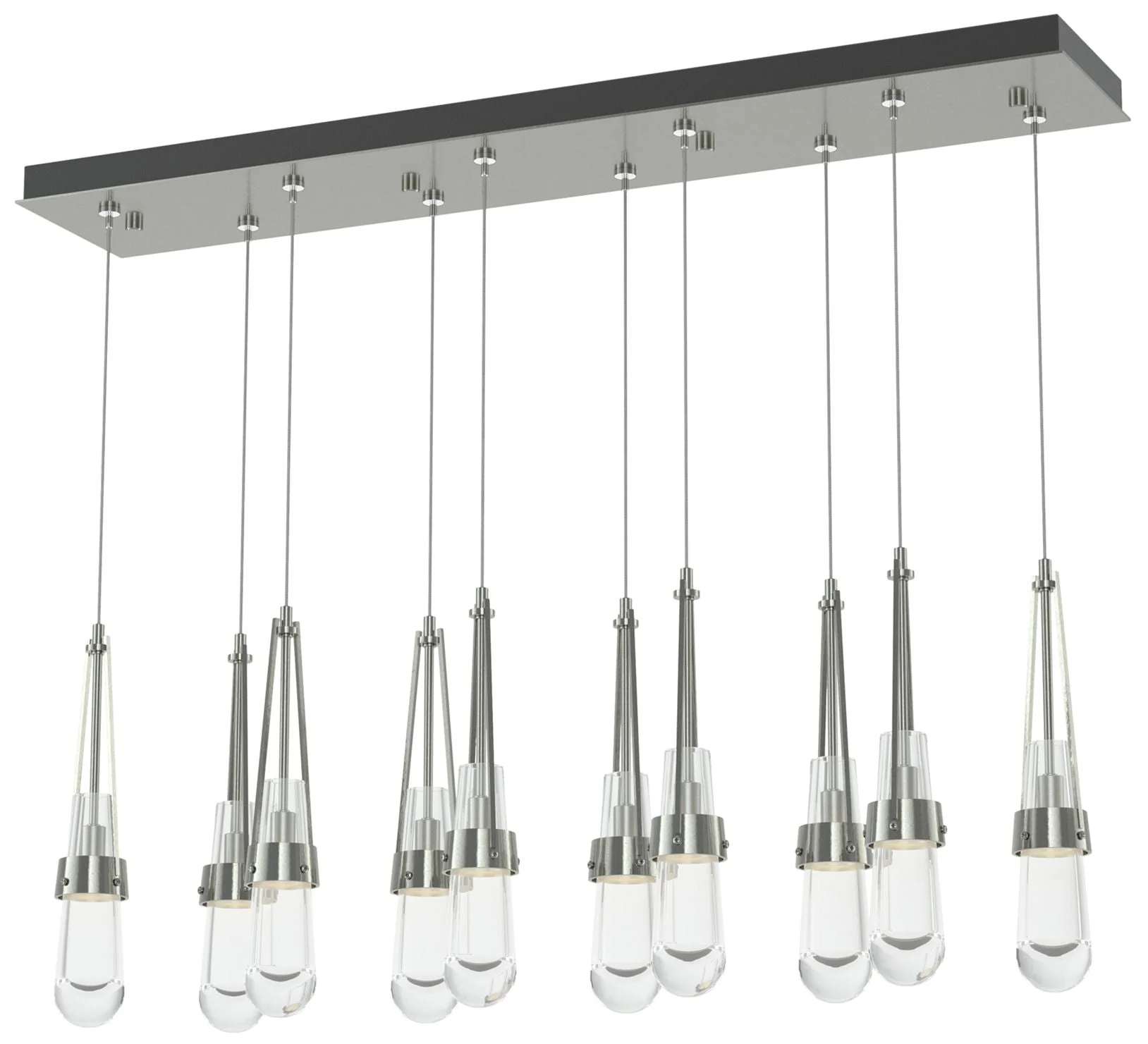 Link 10-Light Clear Rectangular Pendant - Sterling - Clear - Image 1
