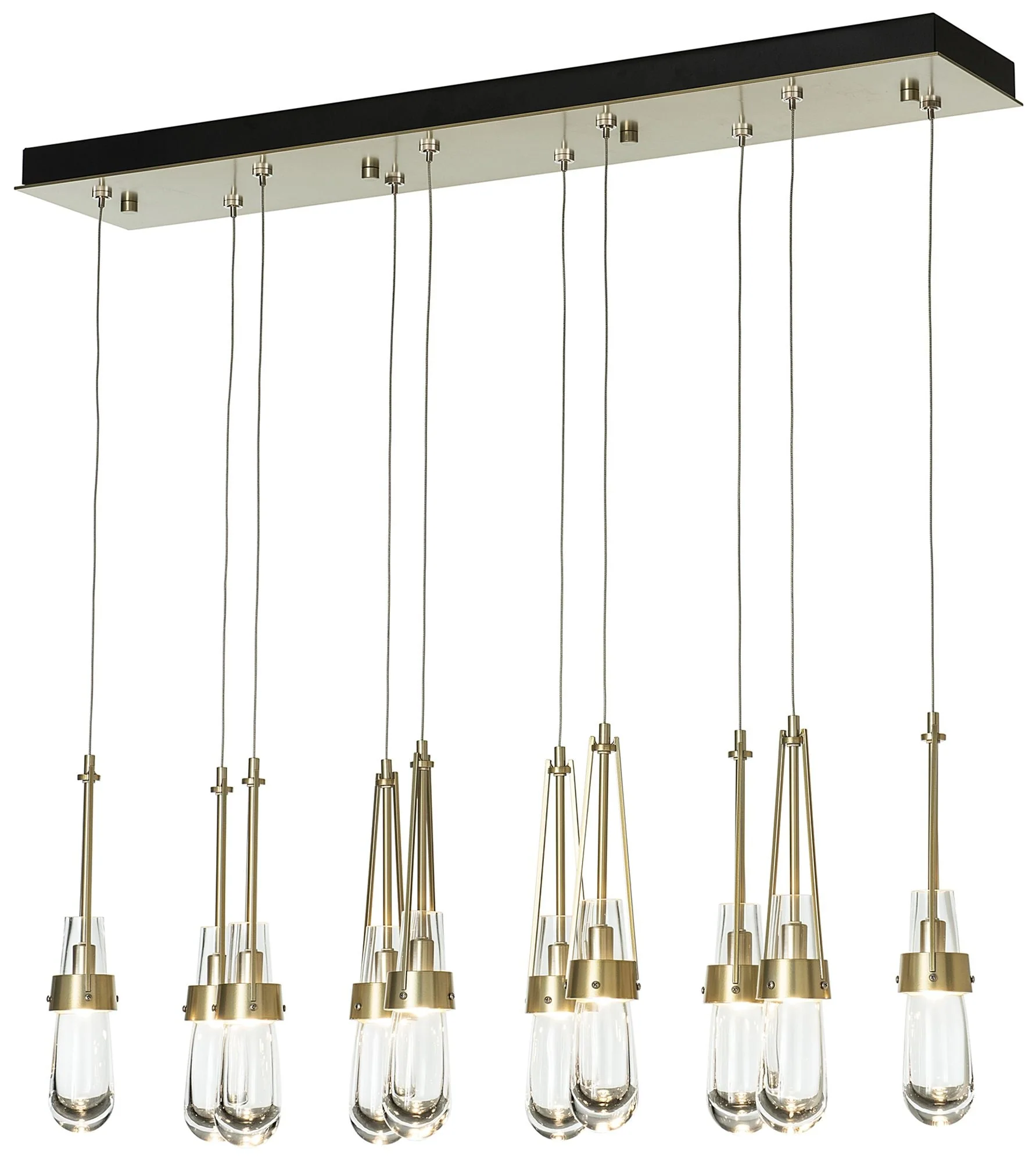 Link 10-Light Rectangular Pendant - Brass - Clear Glass - Standard Height - Image 1