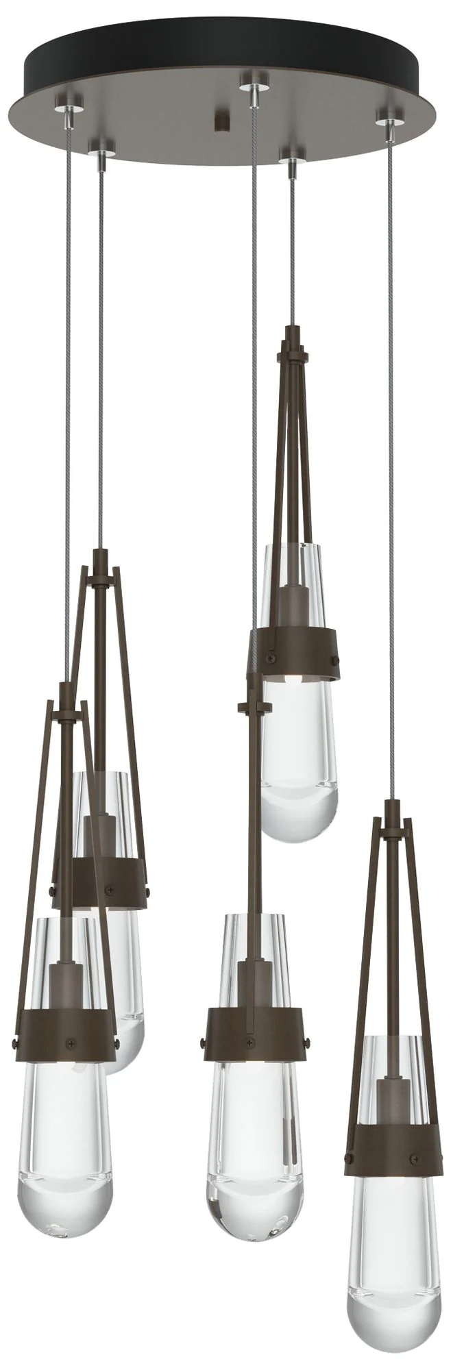 Link 13" Wide 5-Light Bronze Standard Pendant With Clear Glass Shade - Image 1