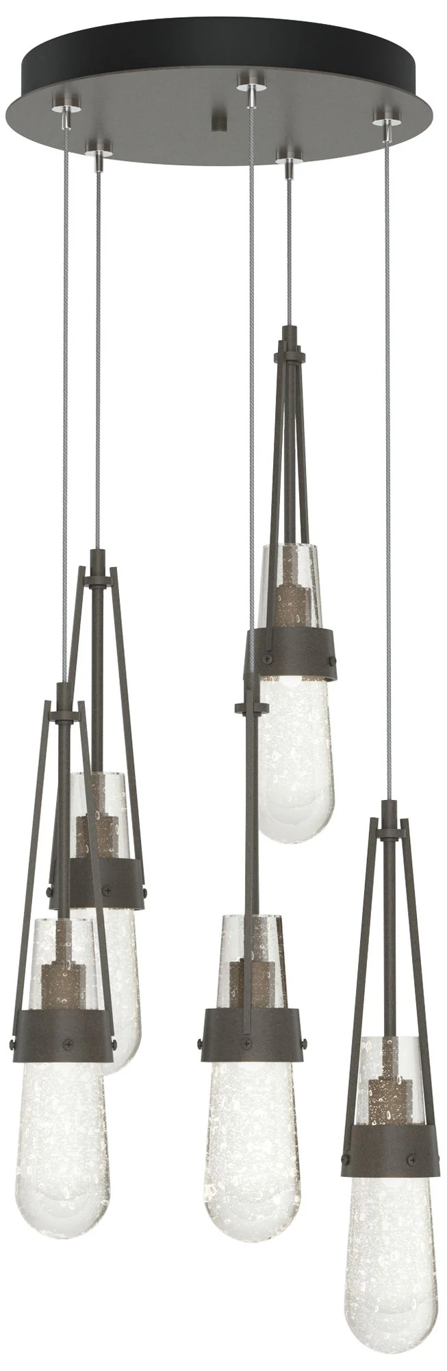 Link 13" Wide 5-Light Dark Smoke Standard Pendant With Bubble Glass Sh - Image 1