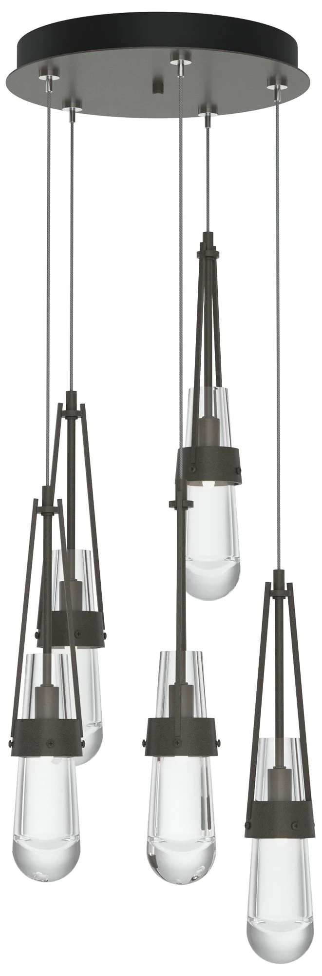 Link 13" Wide 5-Light Dark Smoke Standard Pendant With Clear Glass Sha - Image 1