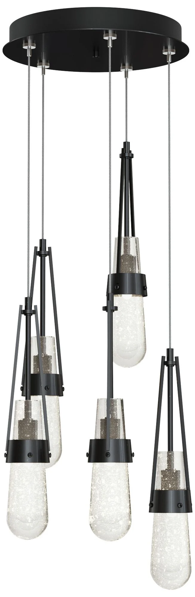 Link 13" Wide 5-Light Ink Long Pendant With Clear Bubble Glass Shade - Image 1