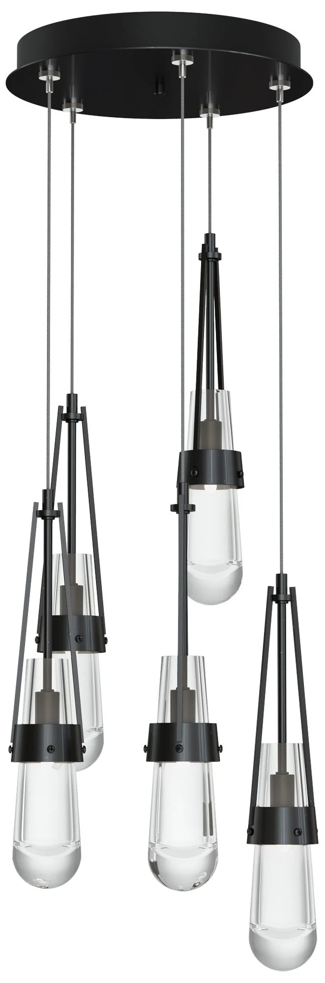 Link 13" Wide 5-Light Ink Long Pendant With Clear Glass Shade - Image 1