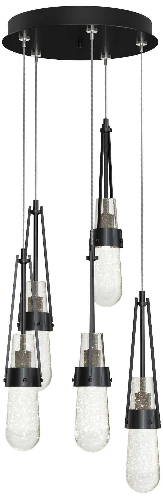 Link 13" Wide 5-Light Ink Standard Pendant With Bubble Glass Shade - Image 1