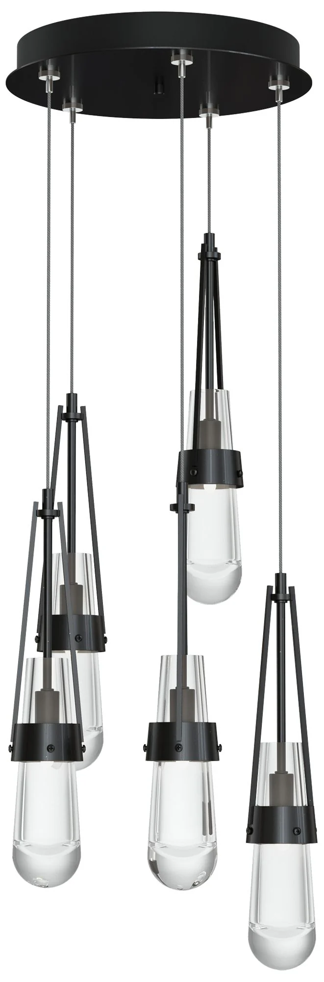 Link 13" Wide 5-Light Ink Standard Pendant With Clear Glass Shade - Image 1