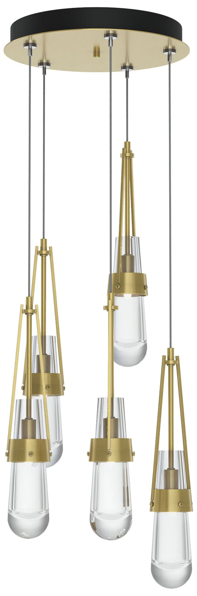 Link 13" Wide 5-Light Modern Brass Standard Pendant With Clear Glass S - Image 1