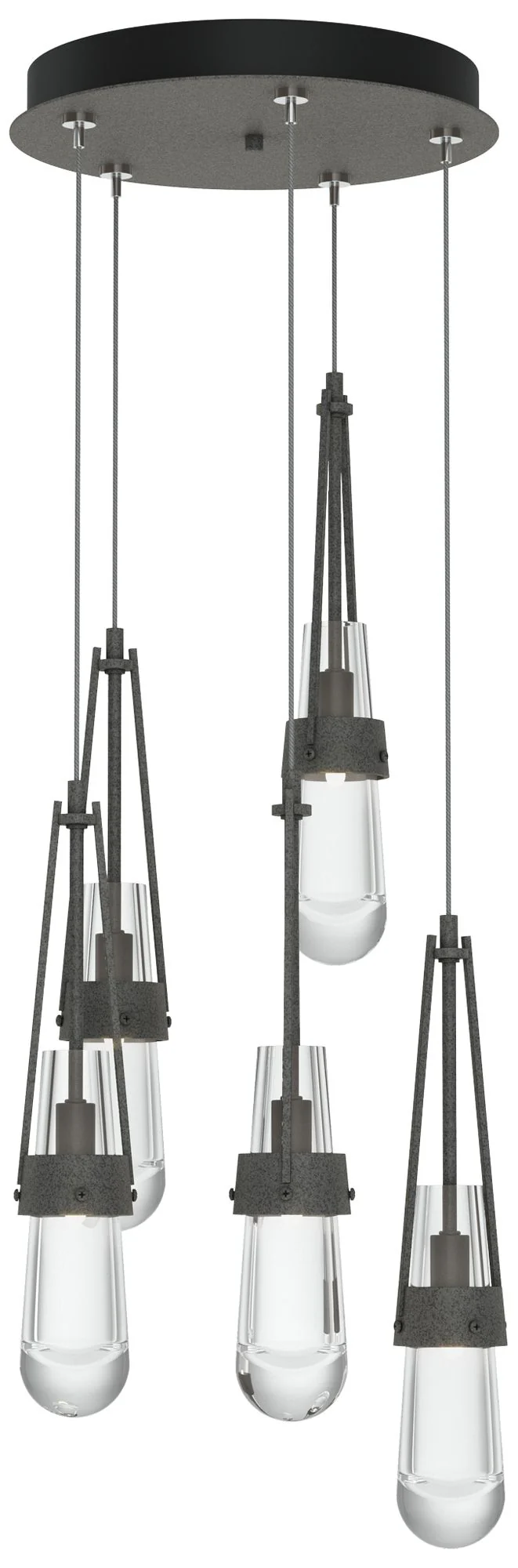 Link 13" Wide 5-Light Natural Iron Standard Pendant With Clear Glass S - Image 1
