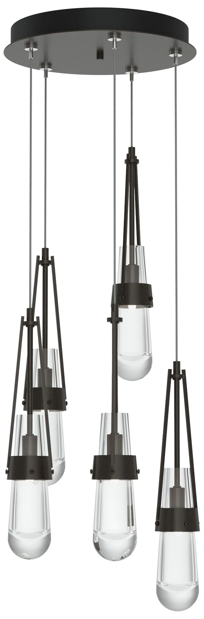 Link 13" Wide 5-Light Oil Rubbed Bronze Long Pendant With Clear Glass - Image 1
